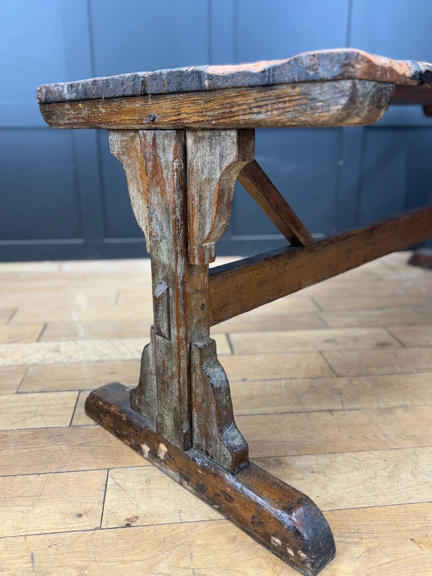 Antique Reclaimed School Workbench / Long Rustic Table / Kitchen Table Desk