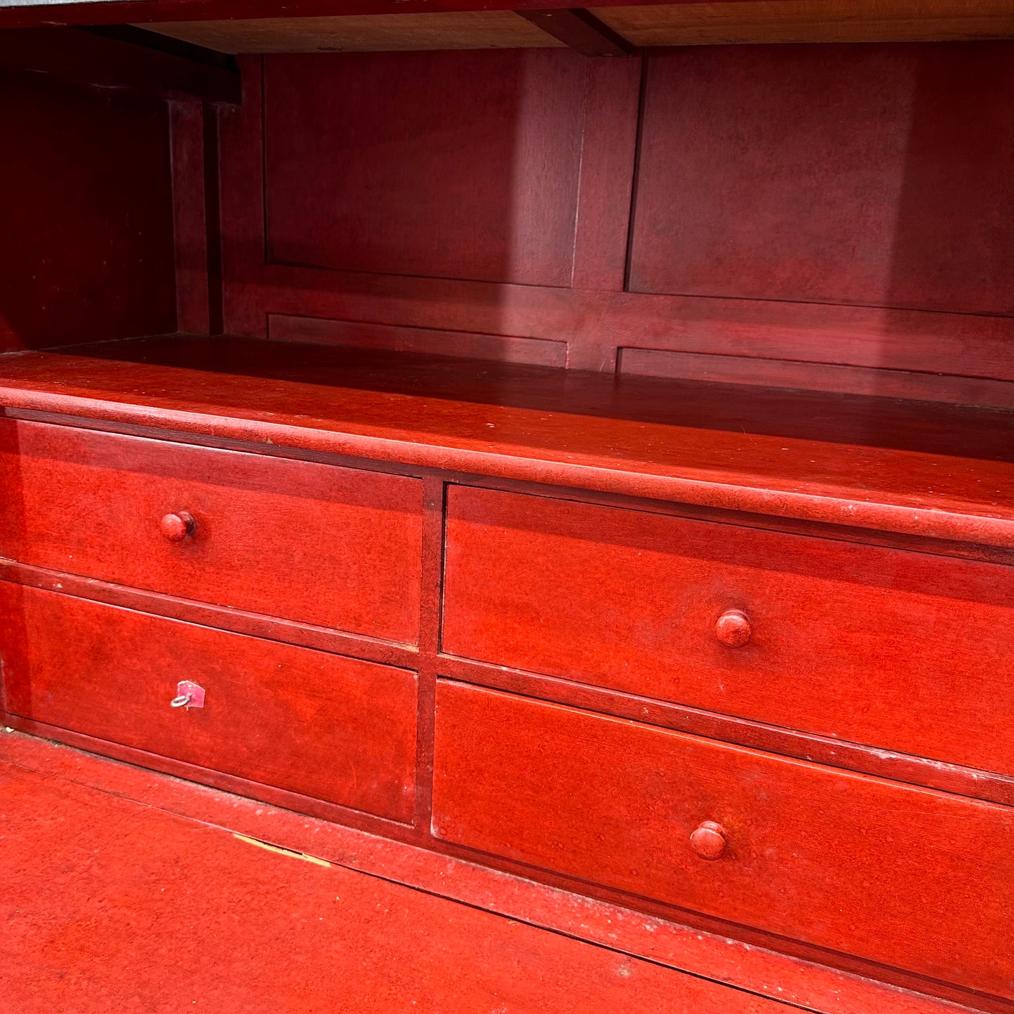 French Painted Drop Front Bureau Desk  / Vintage Cupboard / Cocktail Cabinet