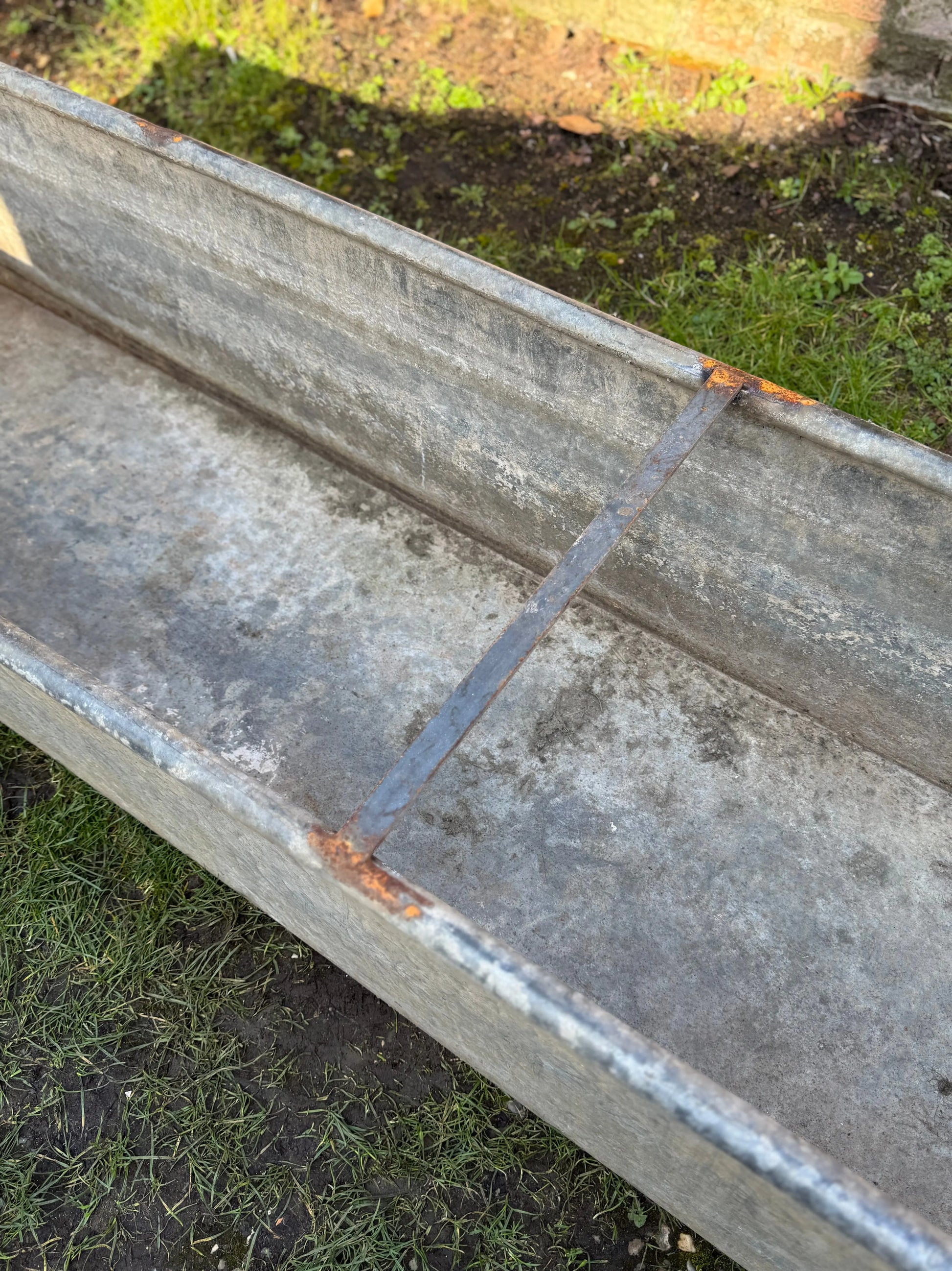 Large Vintage Galvanised Metal Water Trough Planter Garden Pond 243cm W5 RUSTIC WAREHOUSE NORFOLK