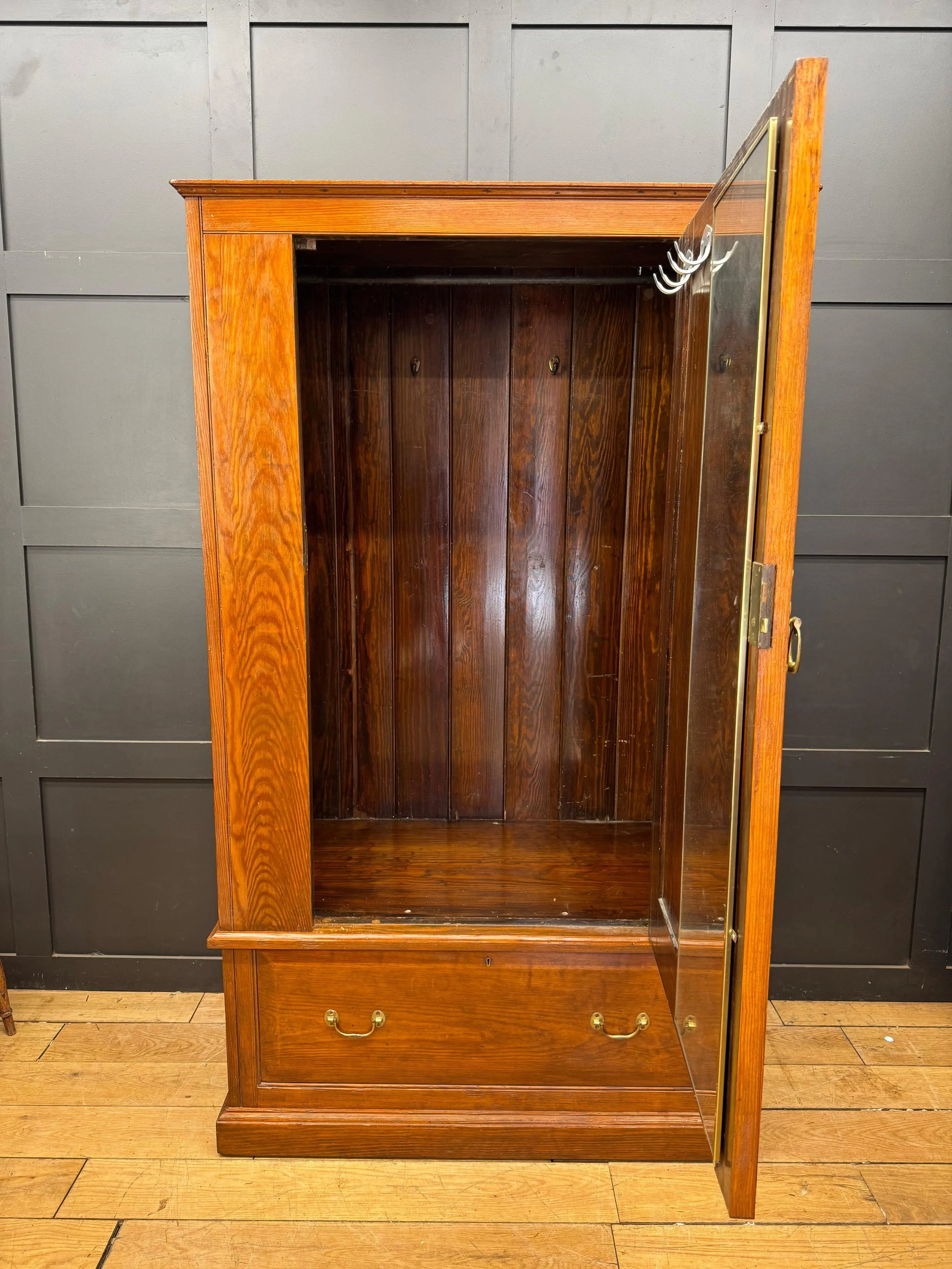 Antique Pitch Pine Single Wardrobe Bedroom Storage Cupboard Drawer RUSTIC WAREHOUSE NORFOLK