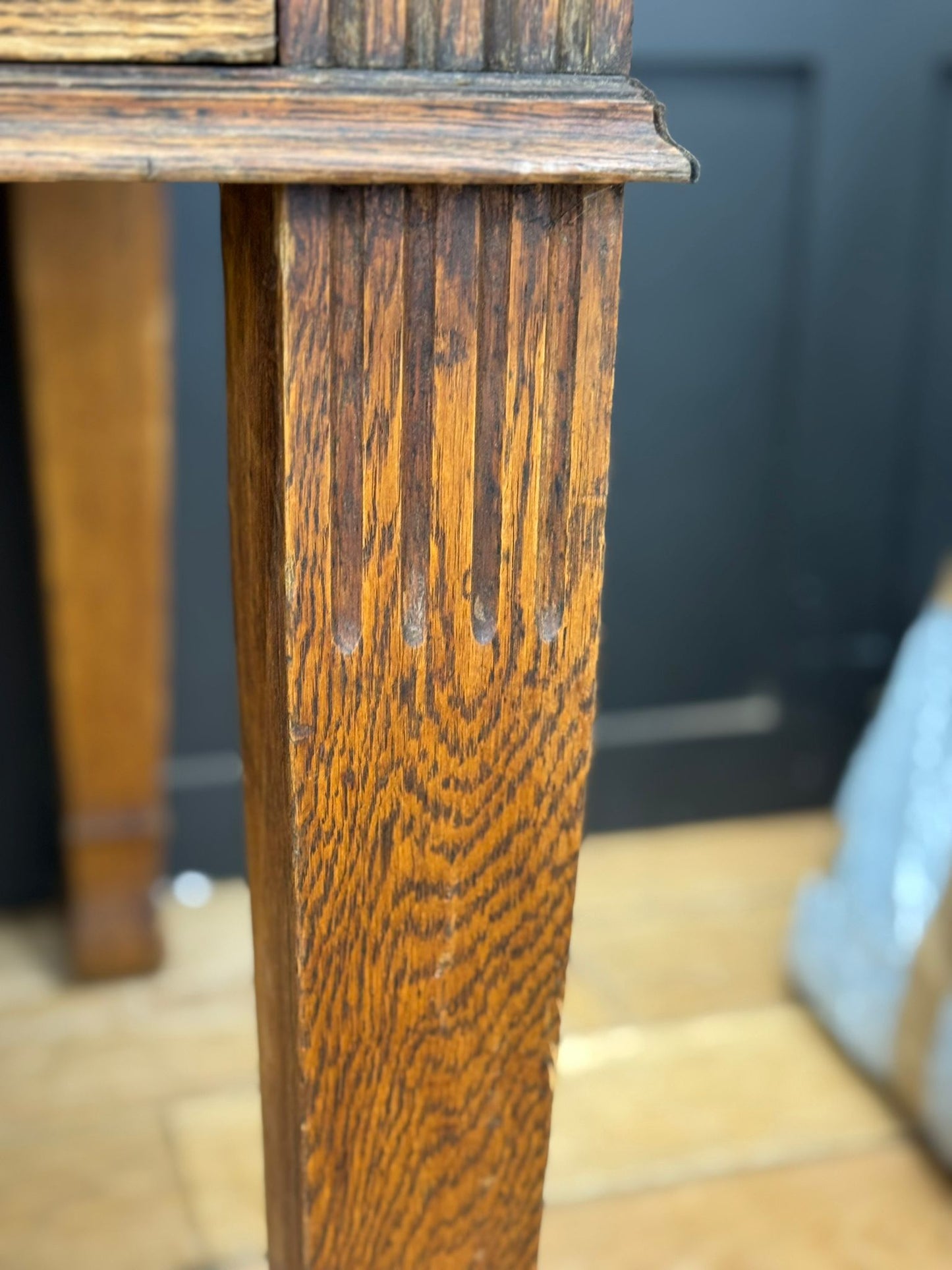 Antique Large Solid Oak Desk Writing / Library Table 2 Drawers Office Furniture
