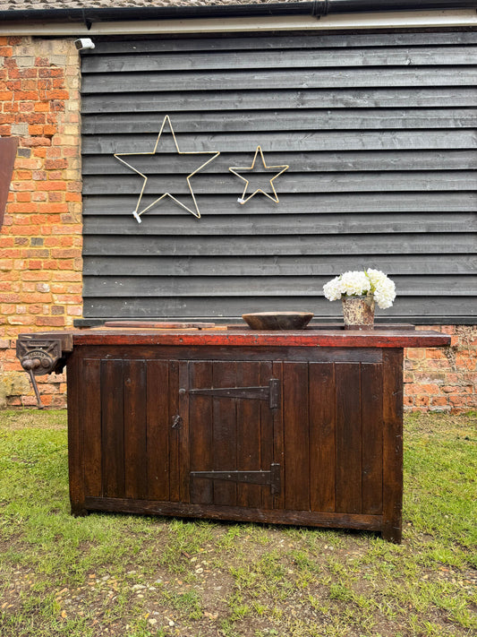 Antique Carpenter’s Workbench Industrial Kitchen Island Sideboard Cupboard Table