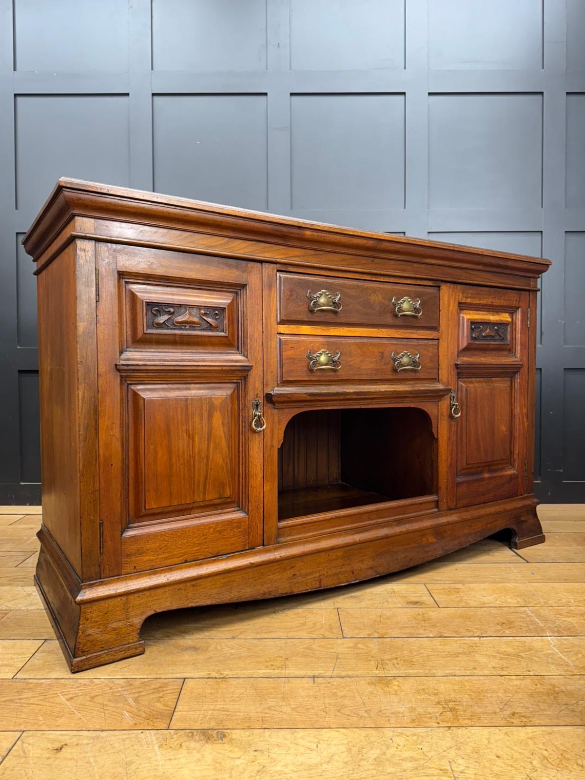 Antique Walnut Sideboard – Art Nouveau Cabinet with Drawers Cupboard TV Unit
