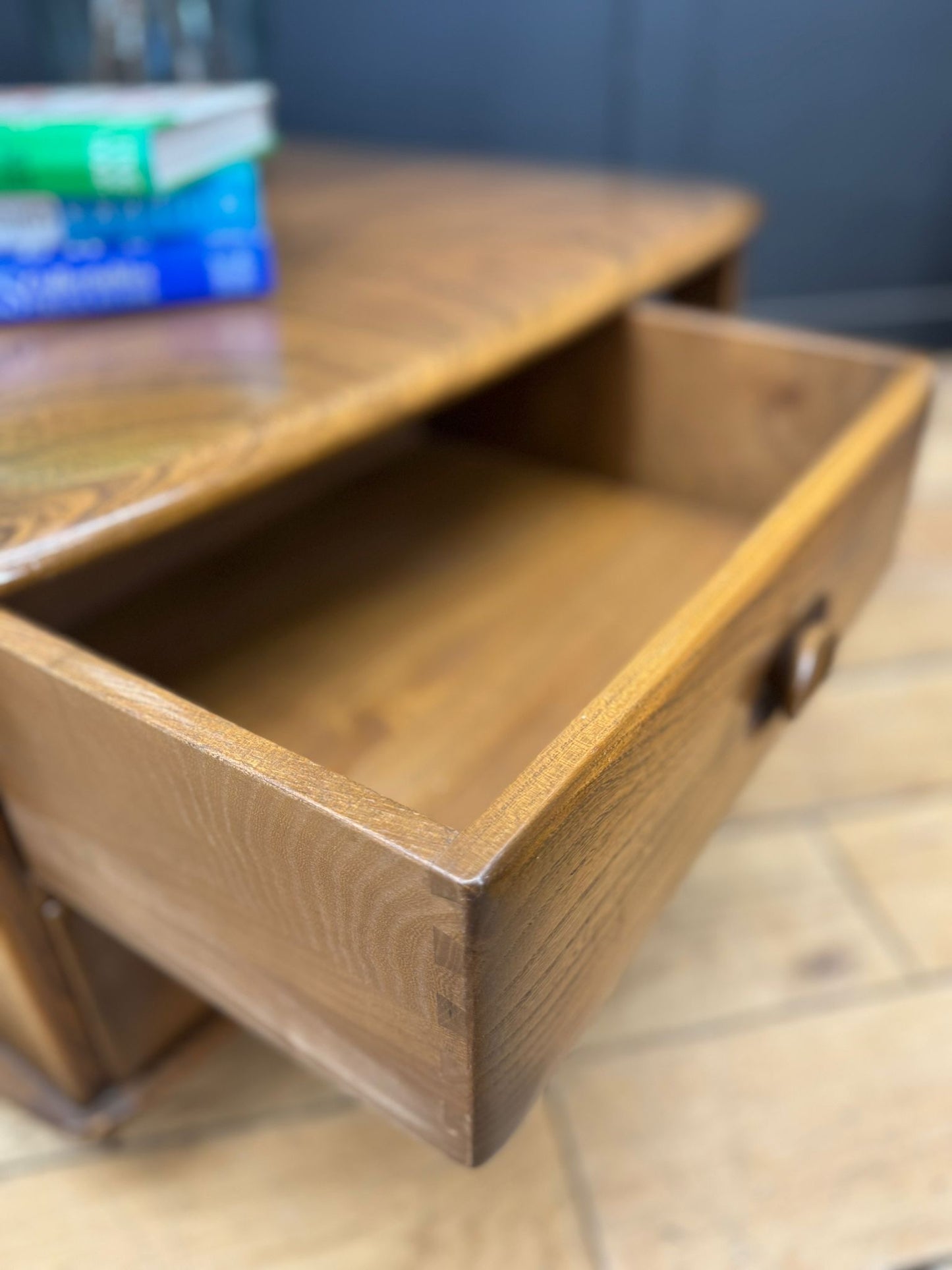 Vintage Ercol Pandora Coffee Table on Castors – 2 Drawers, Mid-Century Design