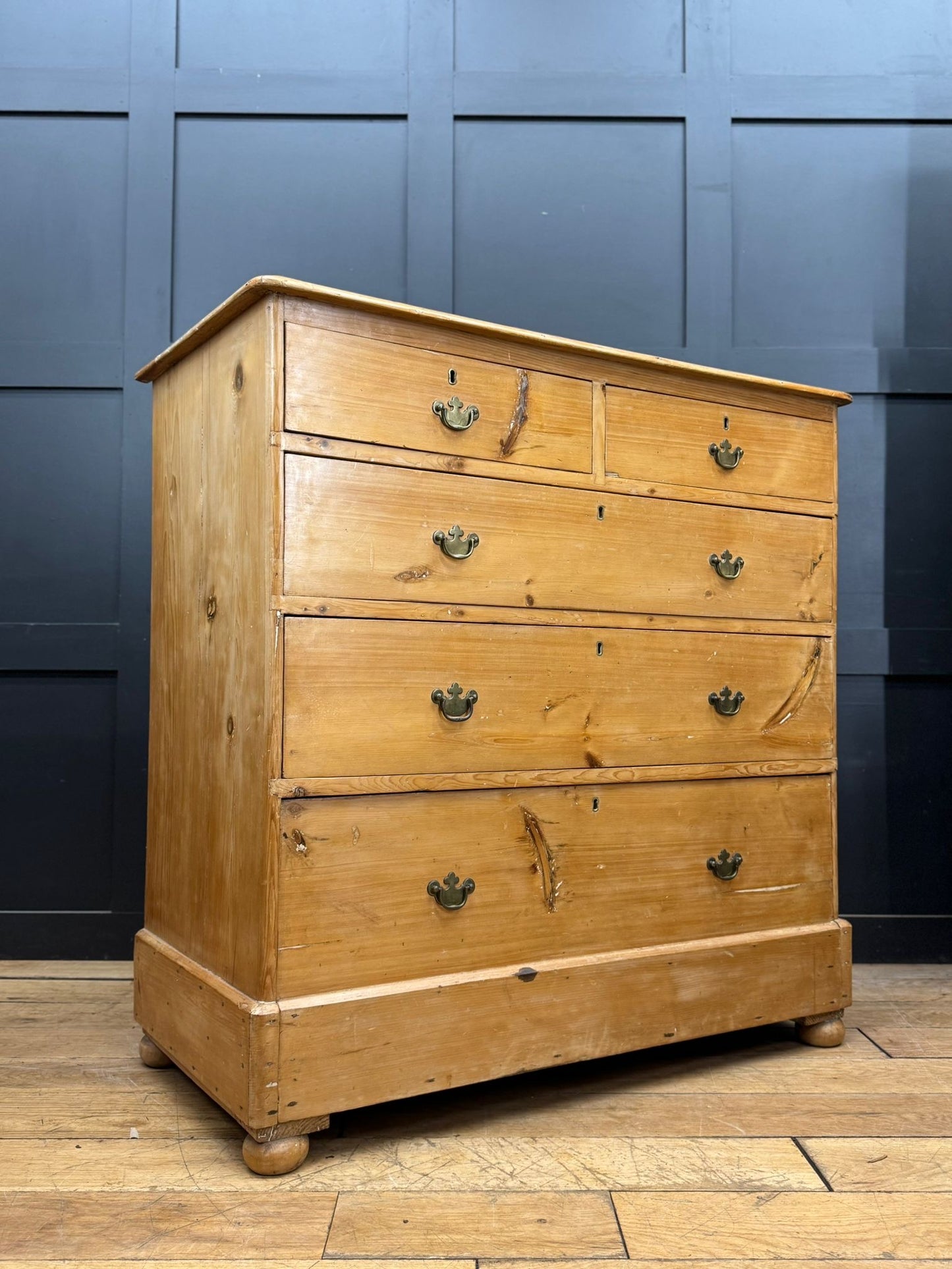 Mid Victorian Rustic Pine Chest of Drawers | Antique Farmhouse Bedroom Storage