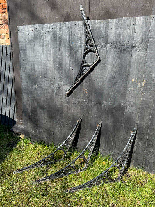 Antique 4 Greenhouse Orangery Iron Brackets /  Canopy Consoles Reclamation