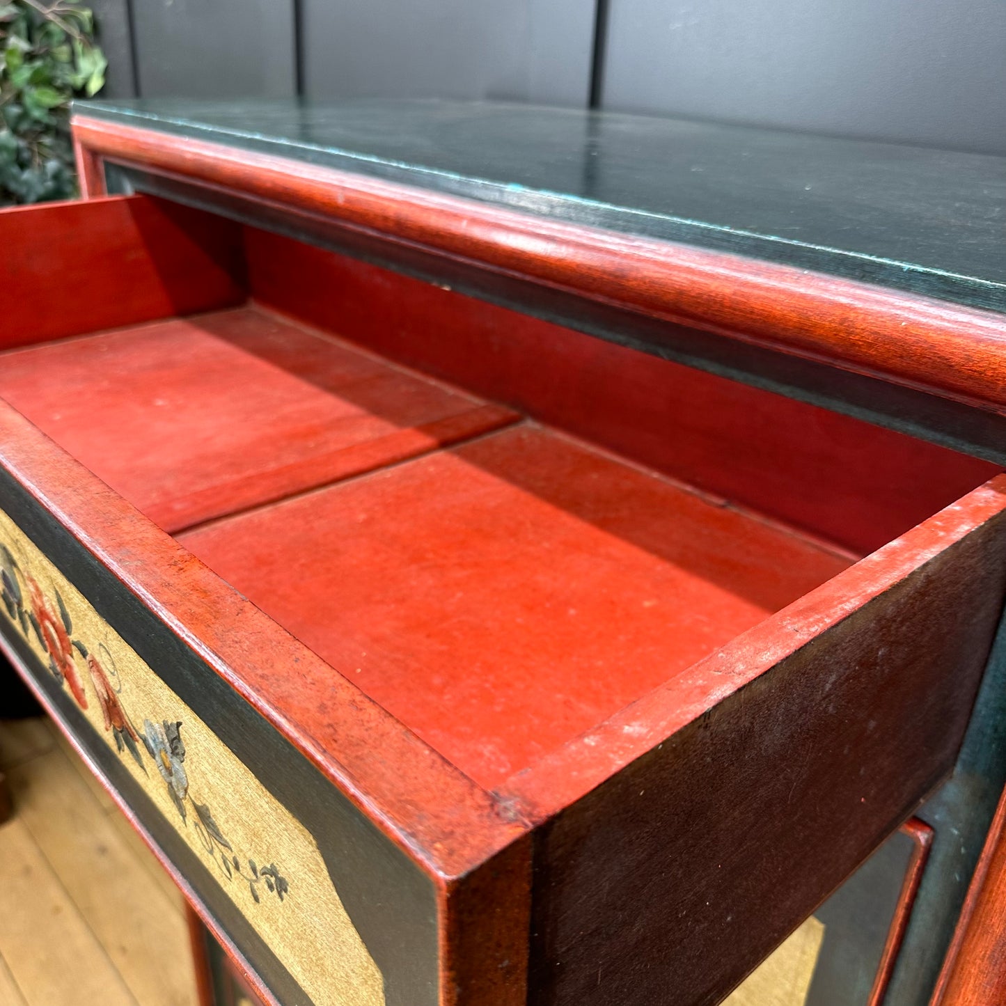 French Painted Drop Front Bureau Desk  / Vintage Cupboard / Cocktail Cabinet