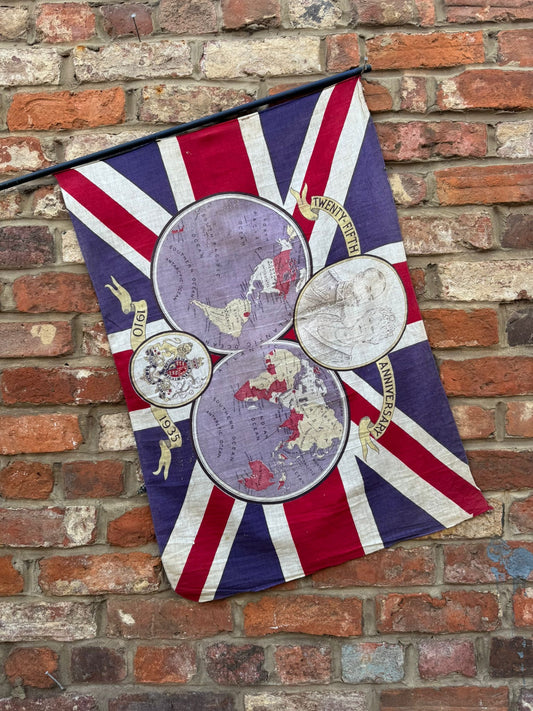 Rare 1935 British Empire Jubilee Flag King George V Map Colonies Collectible