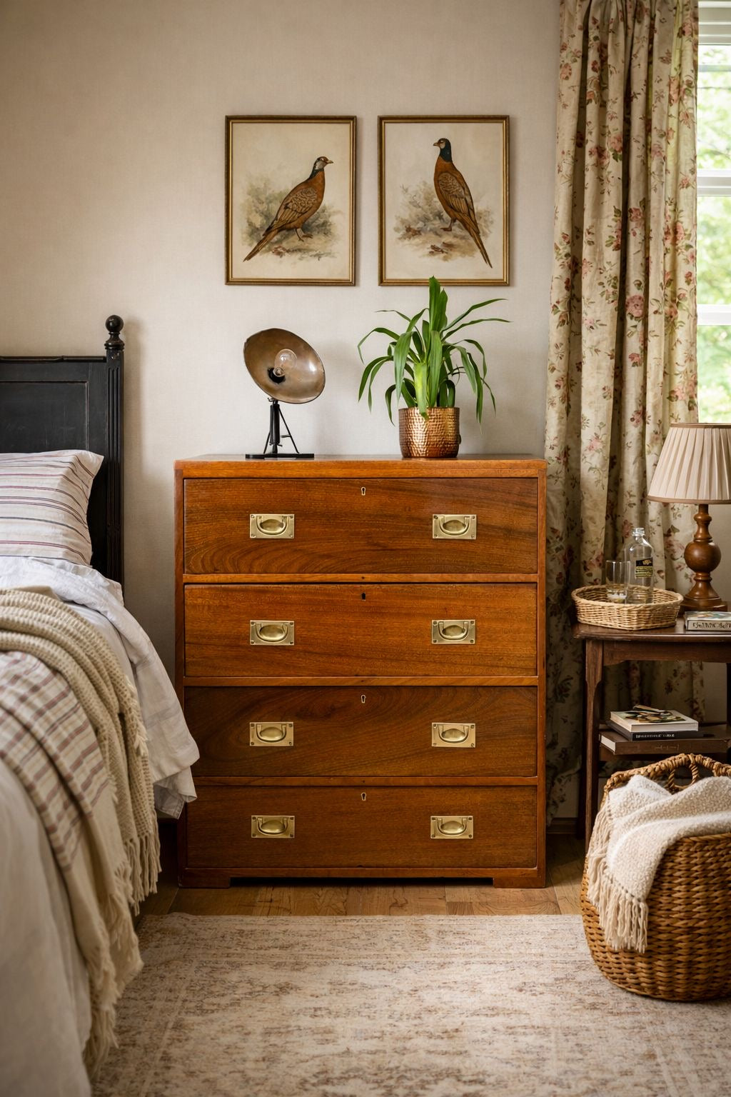 Antique Campaign Military Chest of Drawers Solid Mahogany Ship Drawers