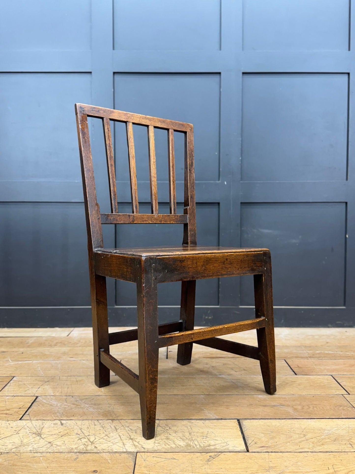 Antique Victorian Oak Slat Back Chair Country Primitive Kitchen Hall