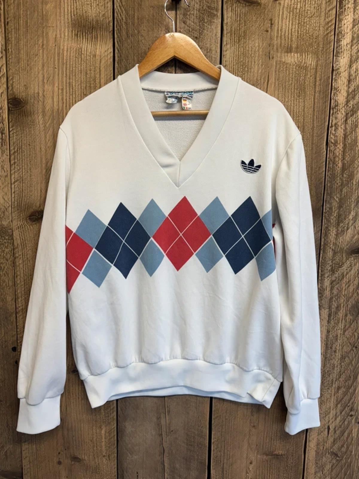 Vintage Adidas Ivan Lendl Argyle Jumper Top Large Made In France Ventex