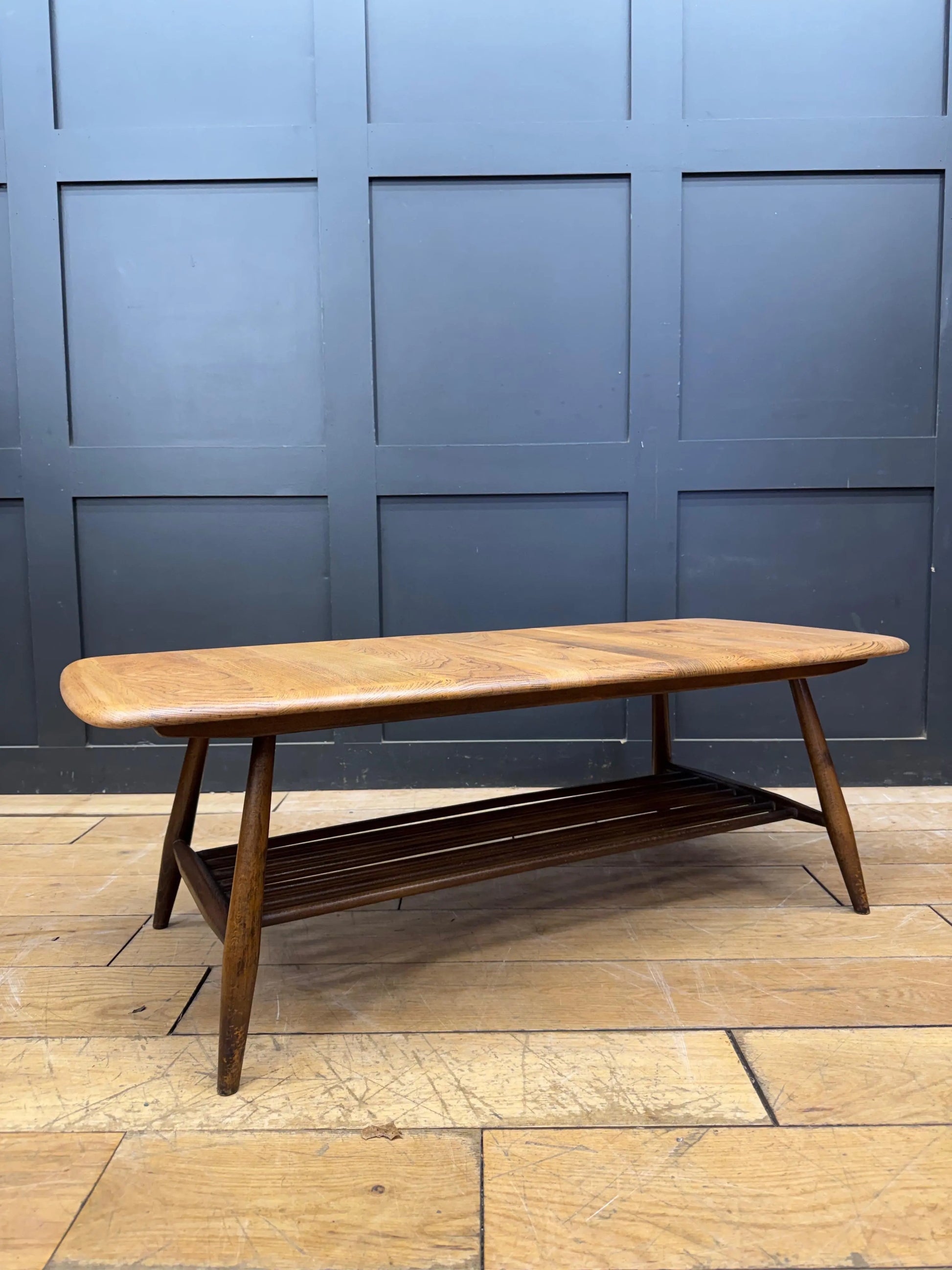 Retro Ercol 459 Elm Coffee Table Vintage Blonde Elm Magazine Rack Side Table MCM RUSTIC WAREHOUSE NORFOLK