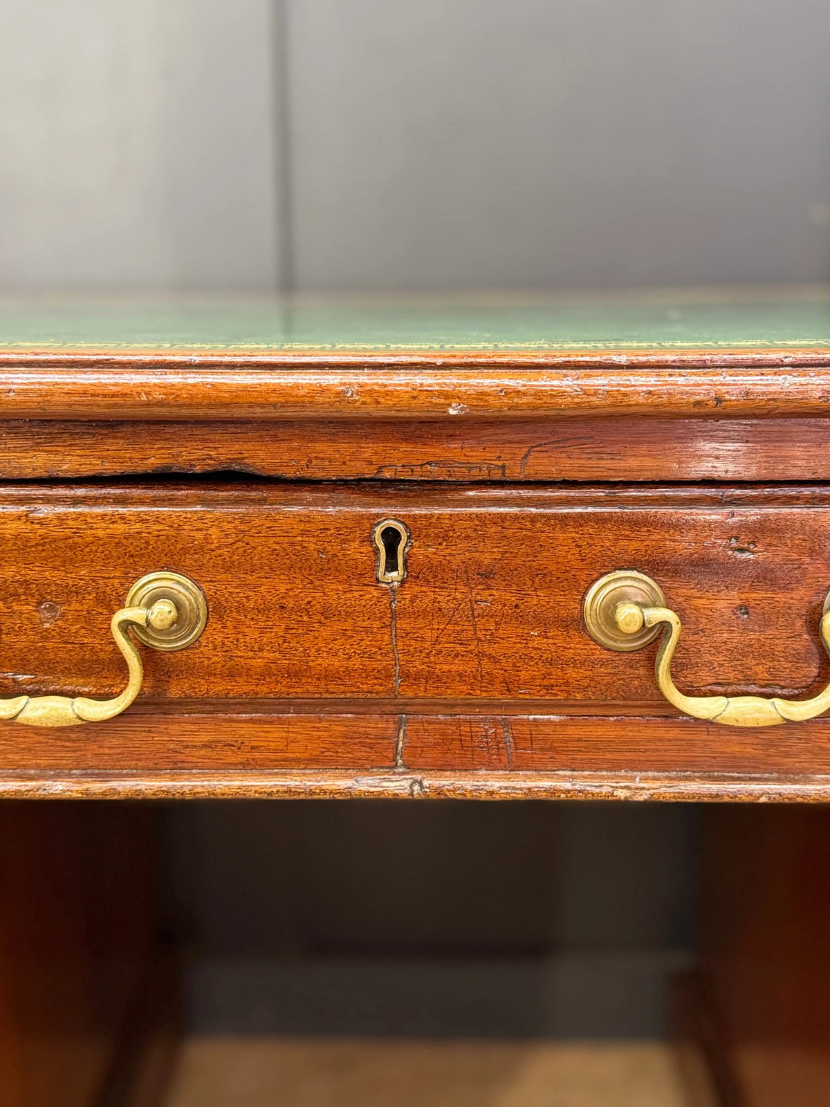 Antique Mahogany Twin Pedestal Writing Desk Green Leather Top Office Desk 19th.C