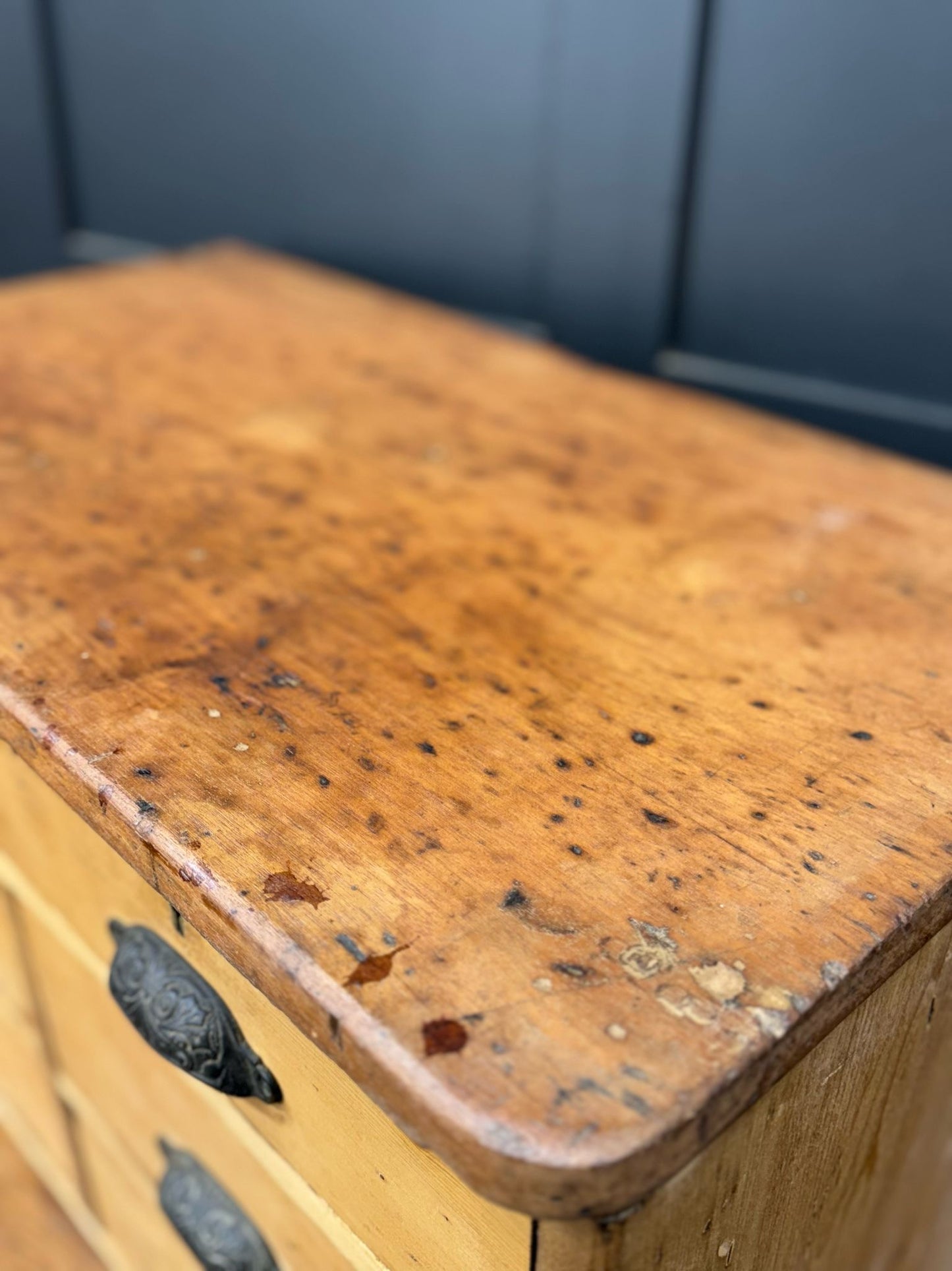 Antique Pine Table Top Chest Of Drawers /Factory Craft Jewellery Sewing Storage