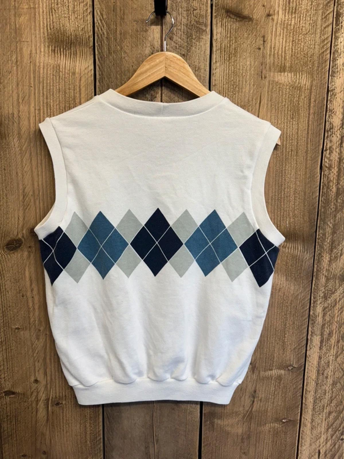 Vintage 1980s Adidas Ivan Lendl Argyle sleeveless Jumper Tank Top Medium