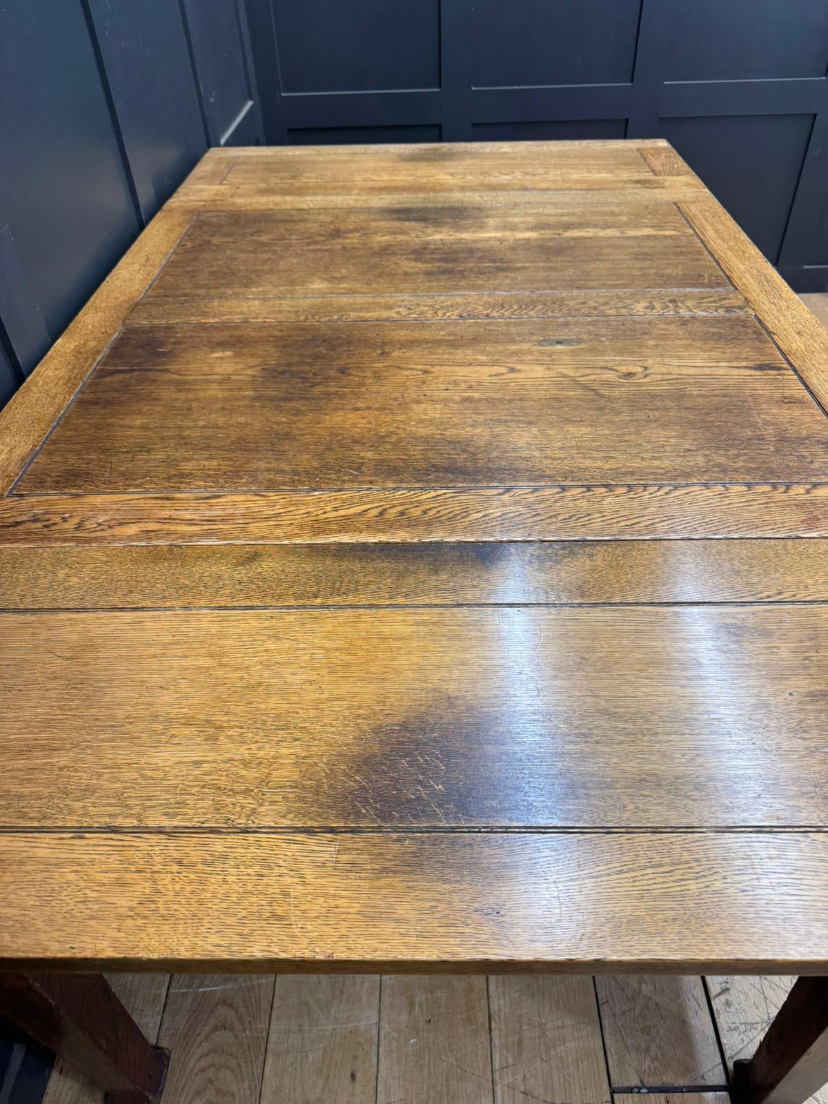 Large Antique Oak Farmhouse Refectory Dining Table Rustic Patina Seats 6-8