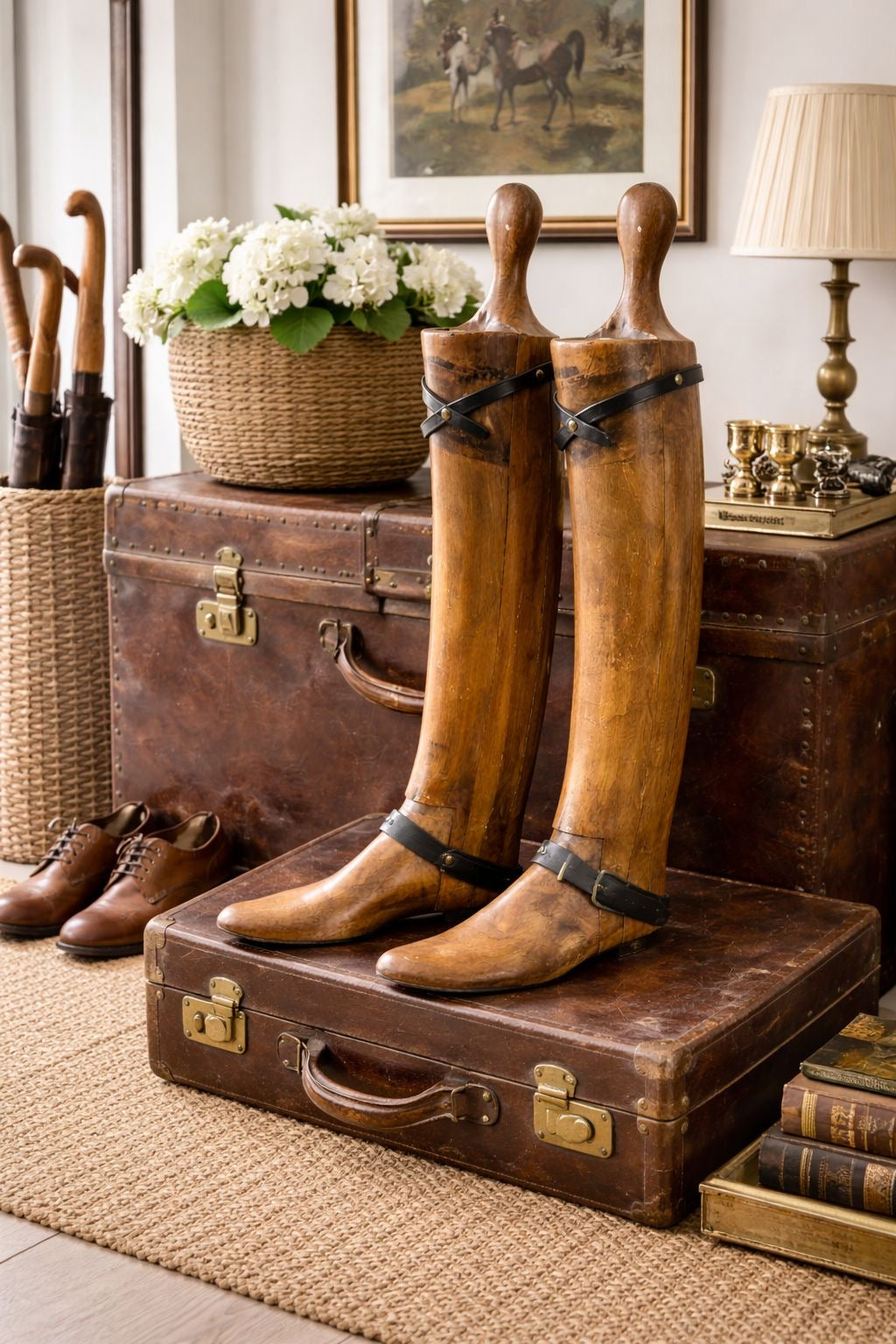 Antique English Beech Boot Trees Stretchers - Maxwell 8 Dover Street London