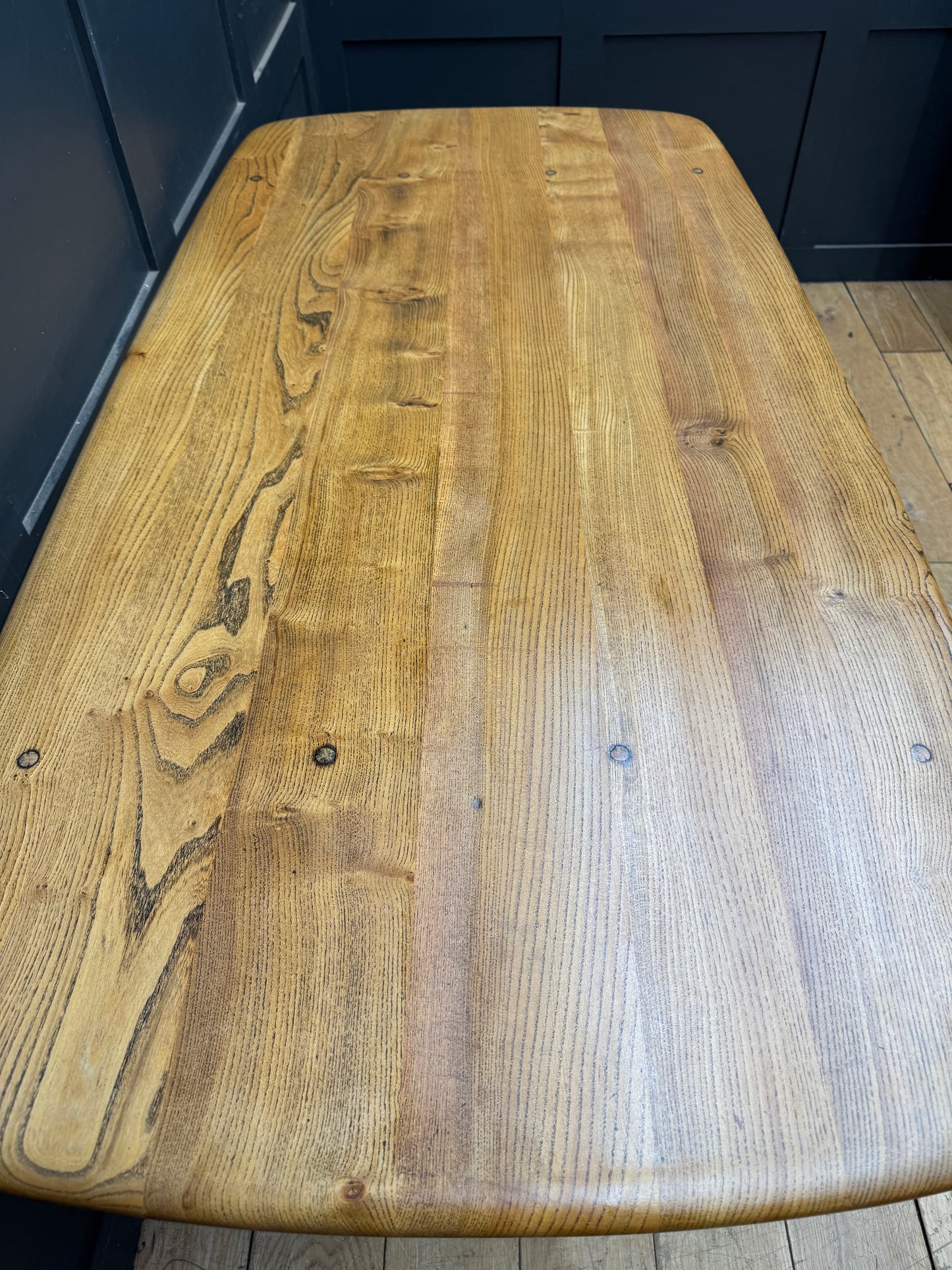 Vintage Ercol Solid Elm Refectory Dining Table – 152cm, Kitchen Table