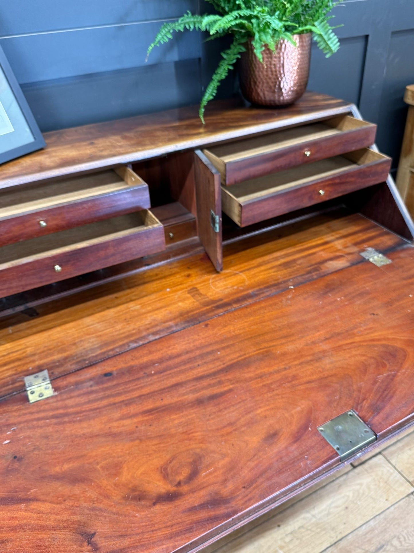 Antique Georgian Mahogany Bureau Desk Chest Drawers Writing Table Sideboard