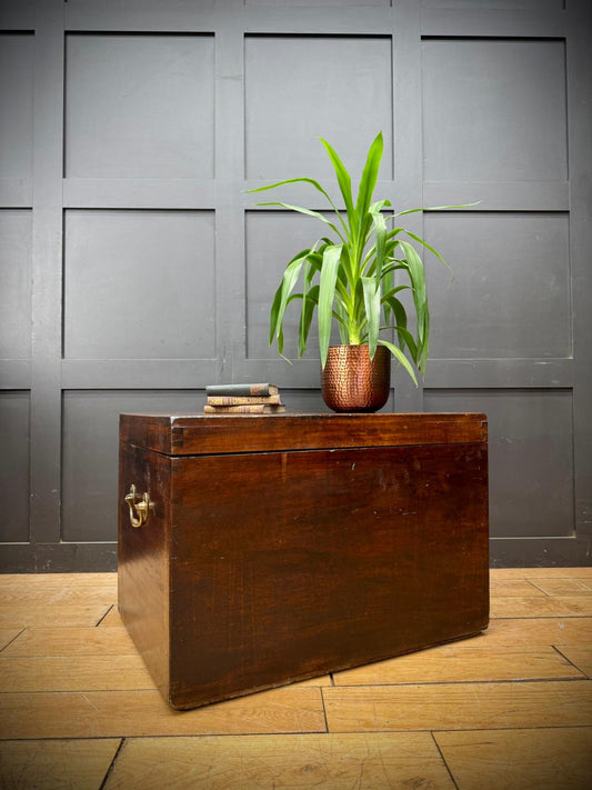 Antique Mahogany Blanket Chest Coffee Table Storage Box Trunk