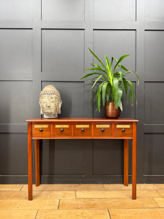 Vintage Mahogany Apothecary Style Five Drawer Console Hall Table Sideboard RUSTIC WAREHOUSE NORFOLK