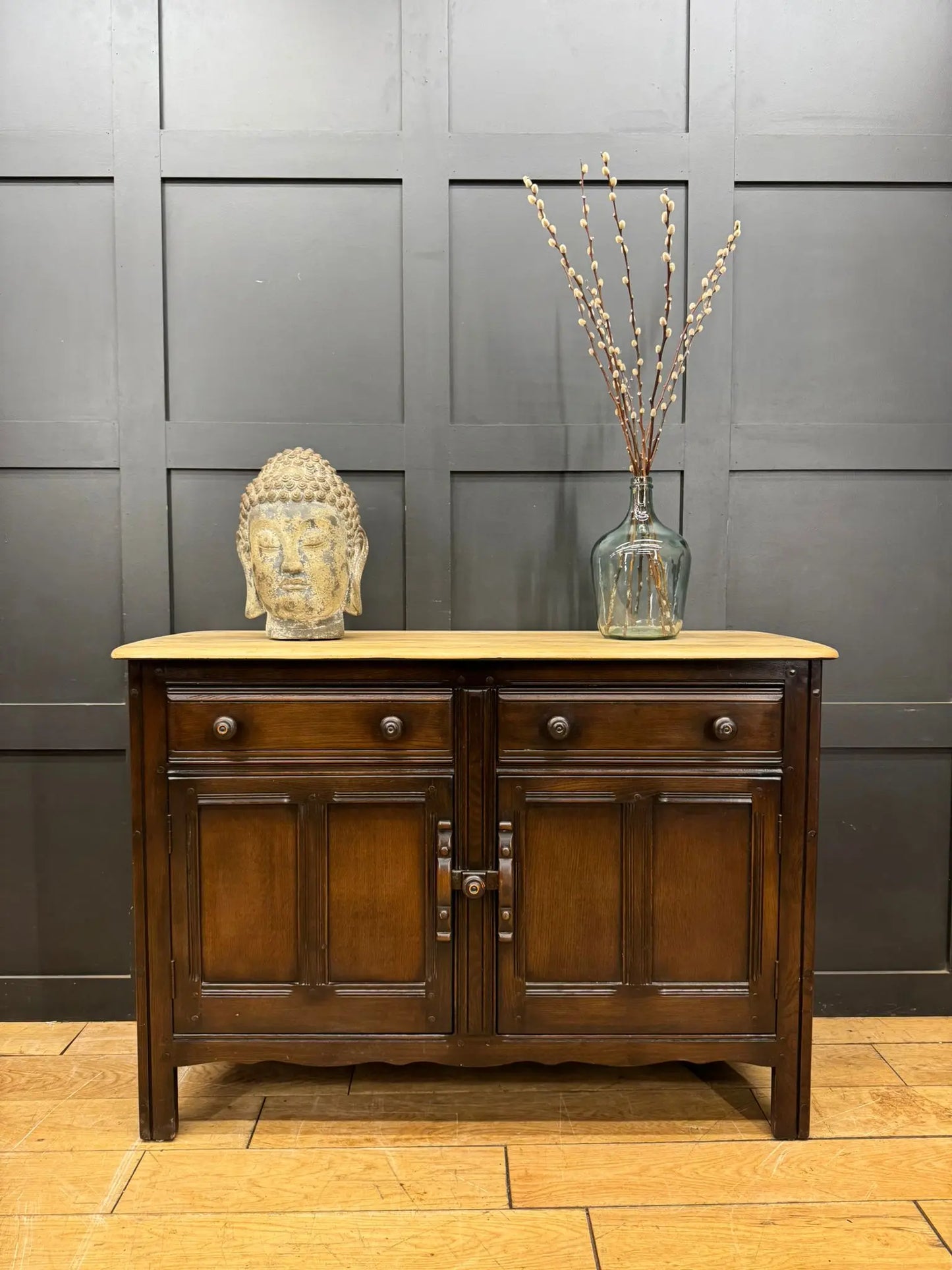 Ercol Elm Sideboard with Cupboard & Drawers TV Stand 123cm RUSTIC WAREHOUSE NORFOLK