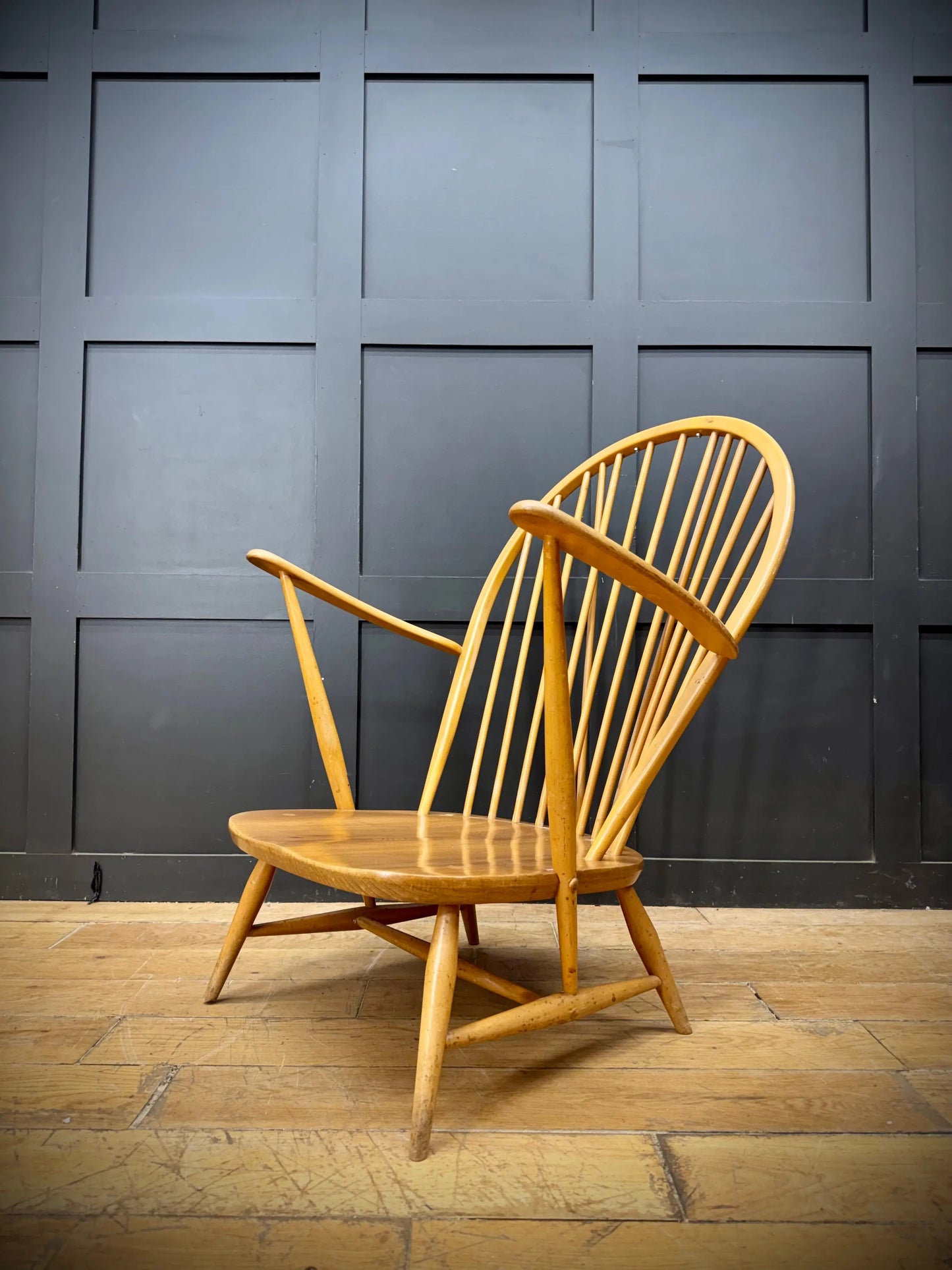 Vintage Ercol 317 Grandfather Chair Mid Century Retro Elm Windsor Armchair
