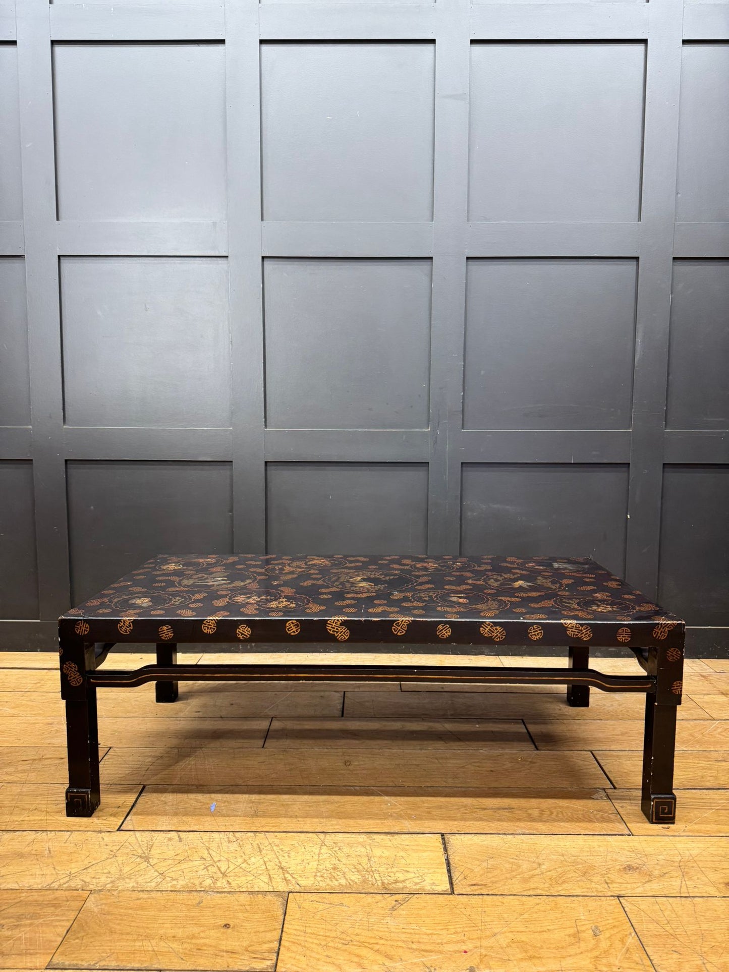 Chinese Black Lacquer Kang Coffee Table Low Oriental Table 110cm