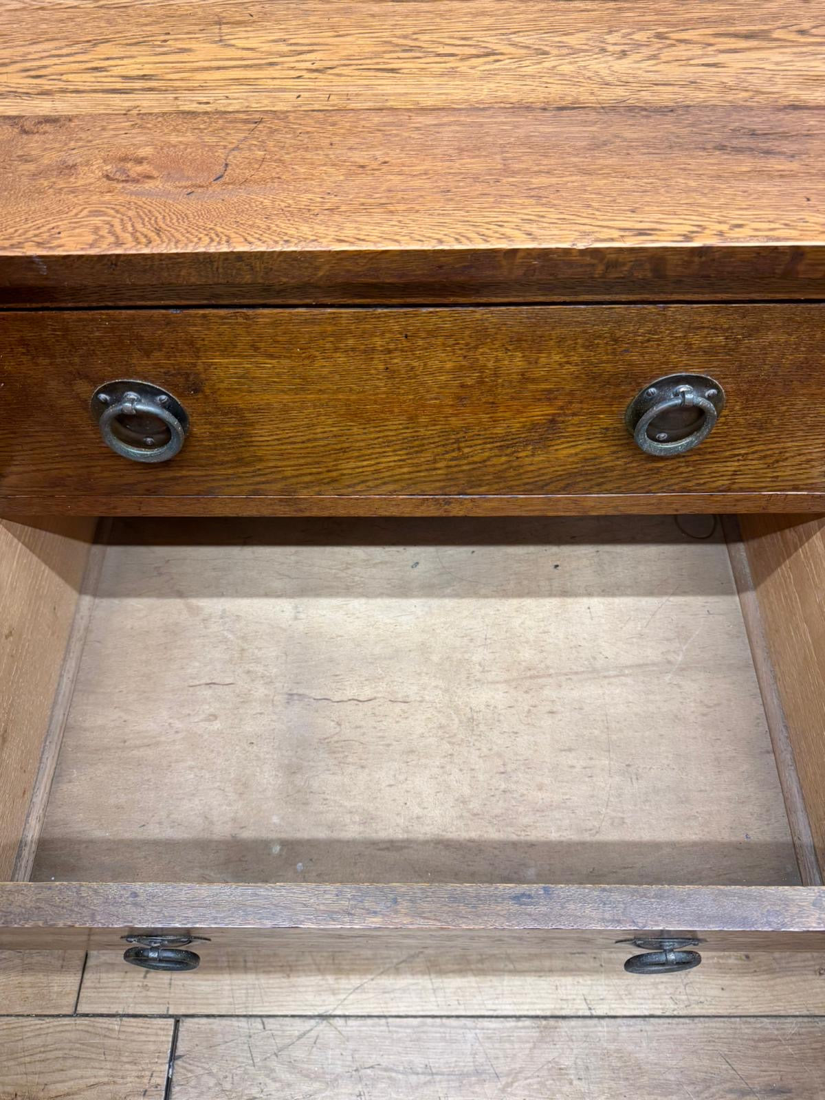 Arts & Crafts Oak Sideboard Dresser Base with Drawers and Cupboard