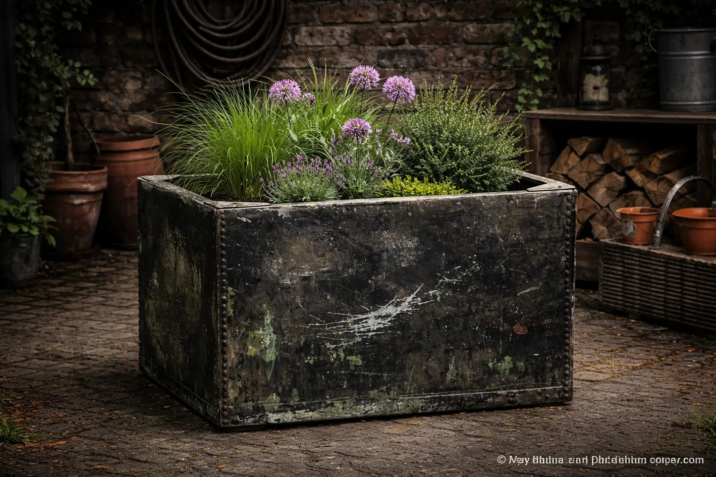 Riveted Galvanised Trough Planter /  Raised Flower Bed Plant Pot Log Store Z10 RUSTIC WAREHOUSE NORFOLK