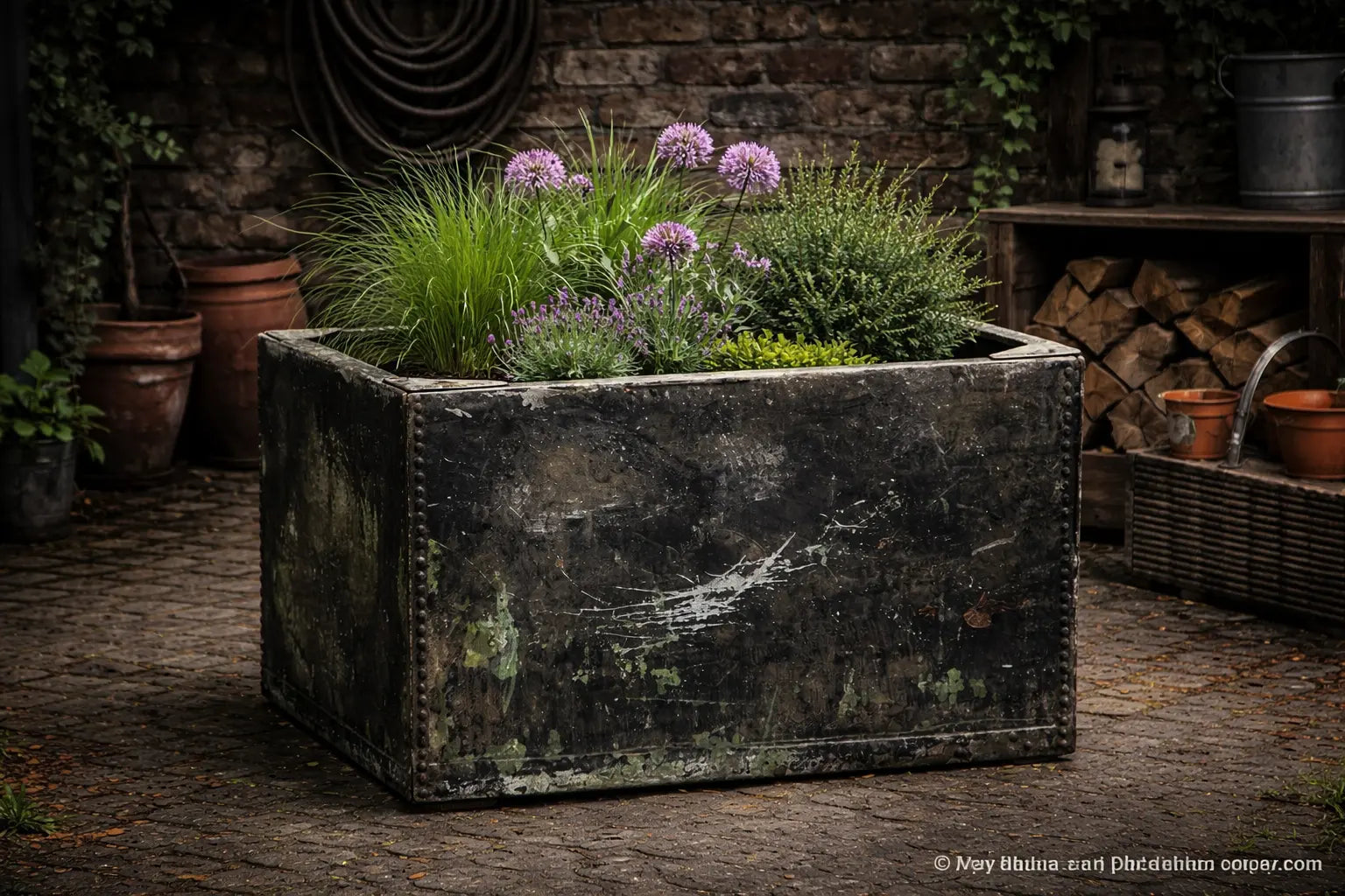 Riveted Galvanised Trough Planter /  Raised Flower Bed Plant Pot Log Store Z10 RUSTIC WAREHOUSE NORFOLK