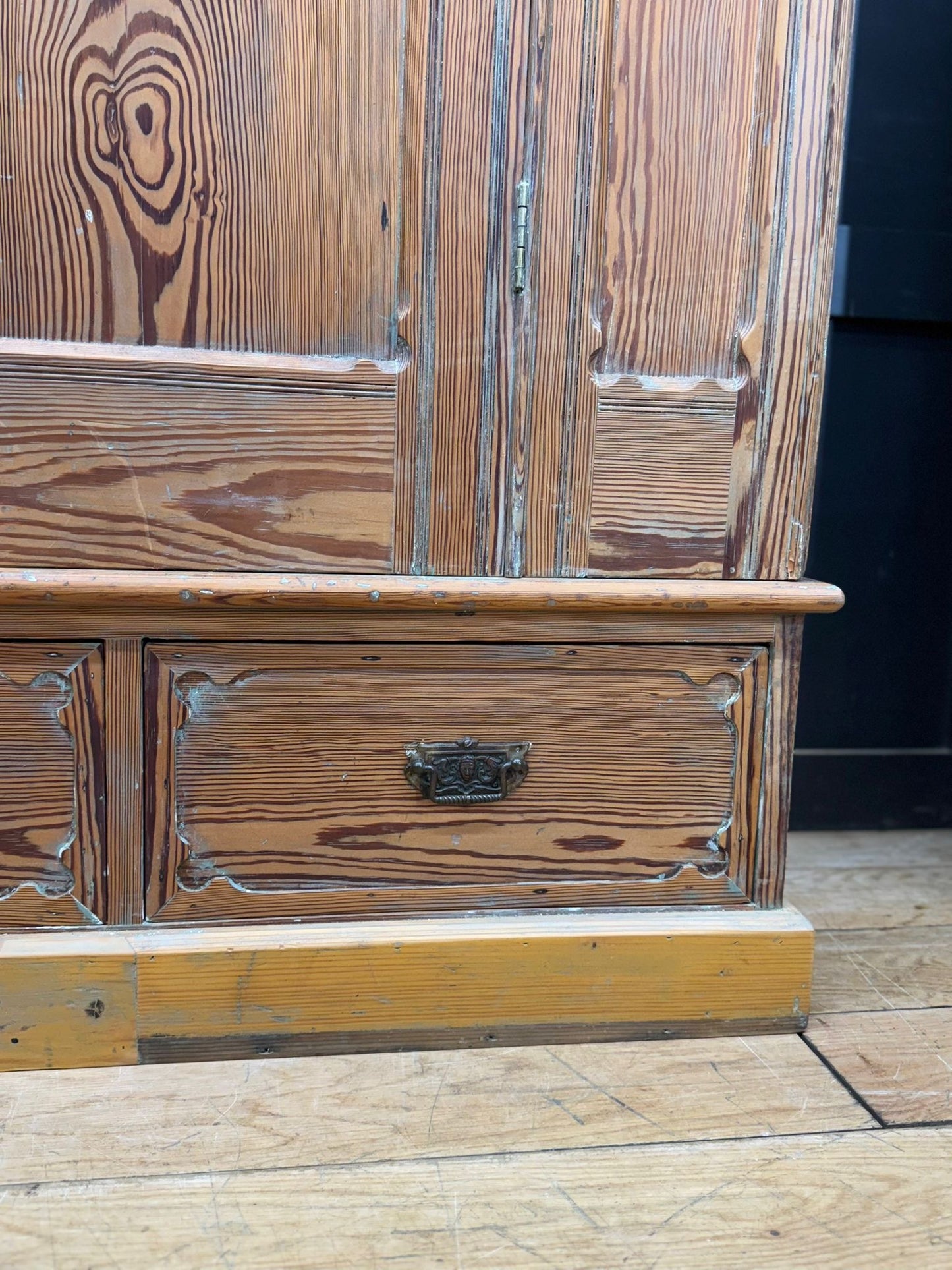 Victorian Pitch Pine Linen Cupboard / Pantry Storage Cabinet