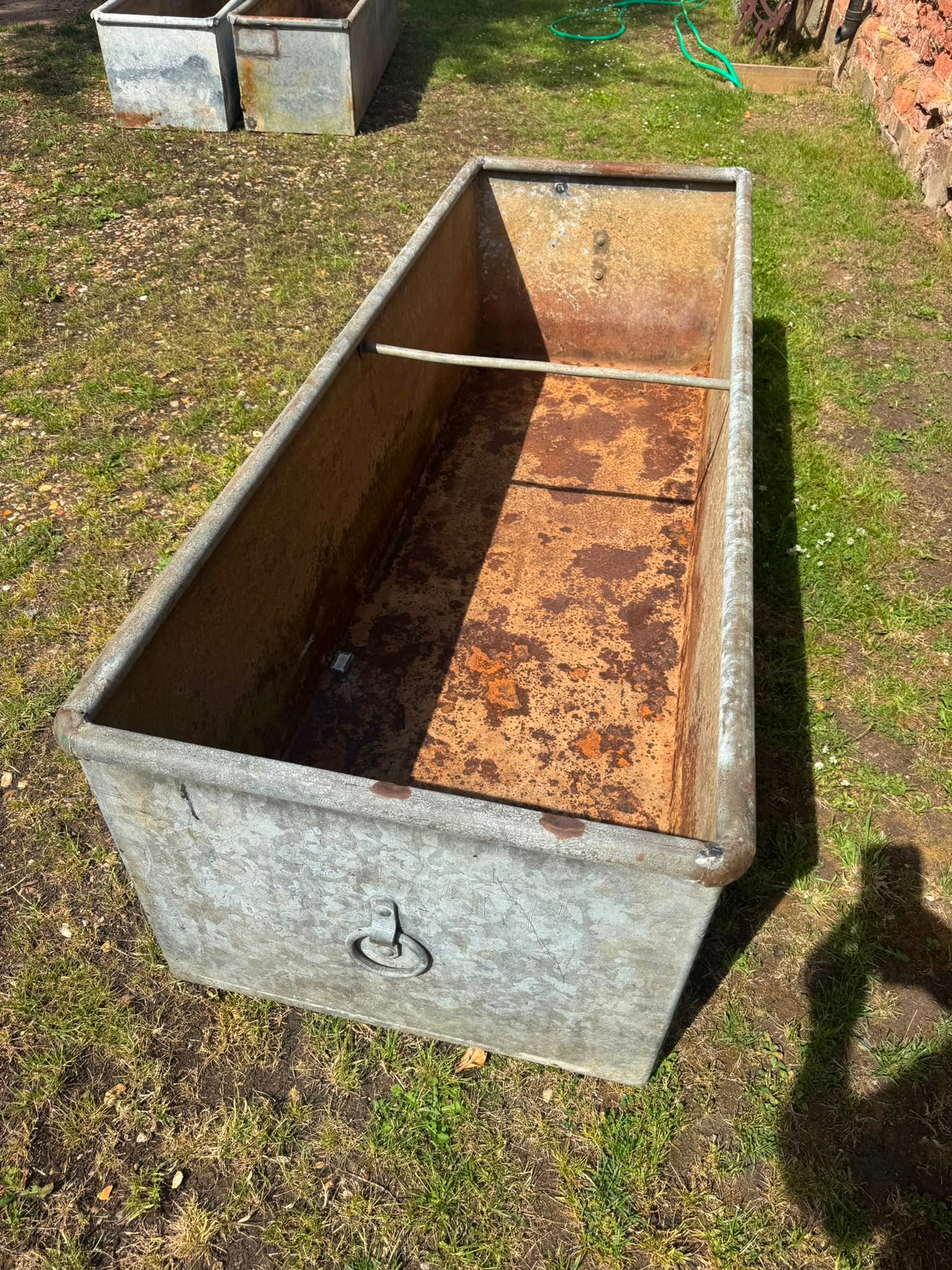 Large Antique Riveted Galvanised Water Trough Garden Planter 184cm (T4
