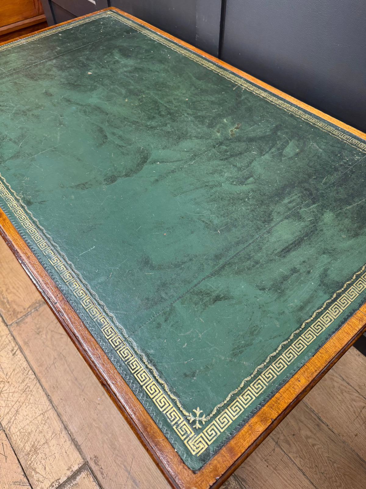Antique Mahogany Twin Pedestal Writing Desk Green Leather Top Office Desk 19th.C