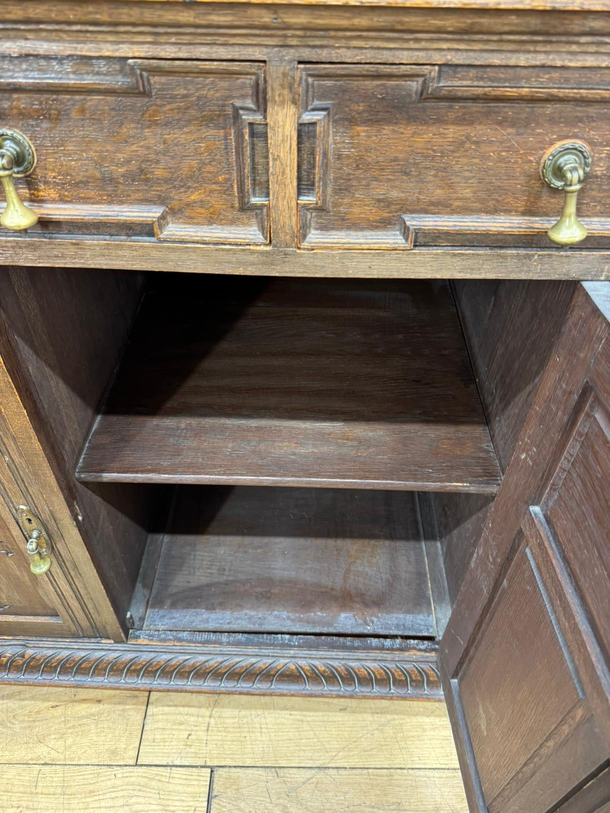 Large Antique Oak Court Cupboard / Victorian Carved Cabinet Sideboard