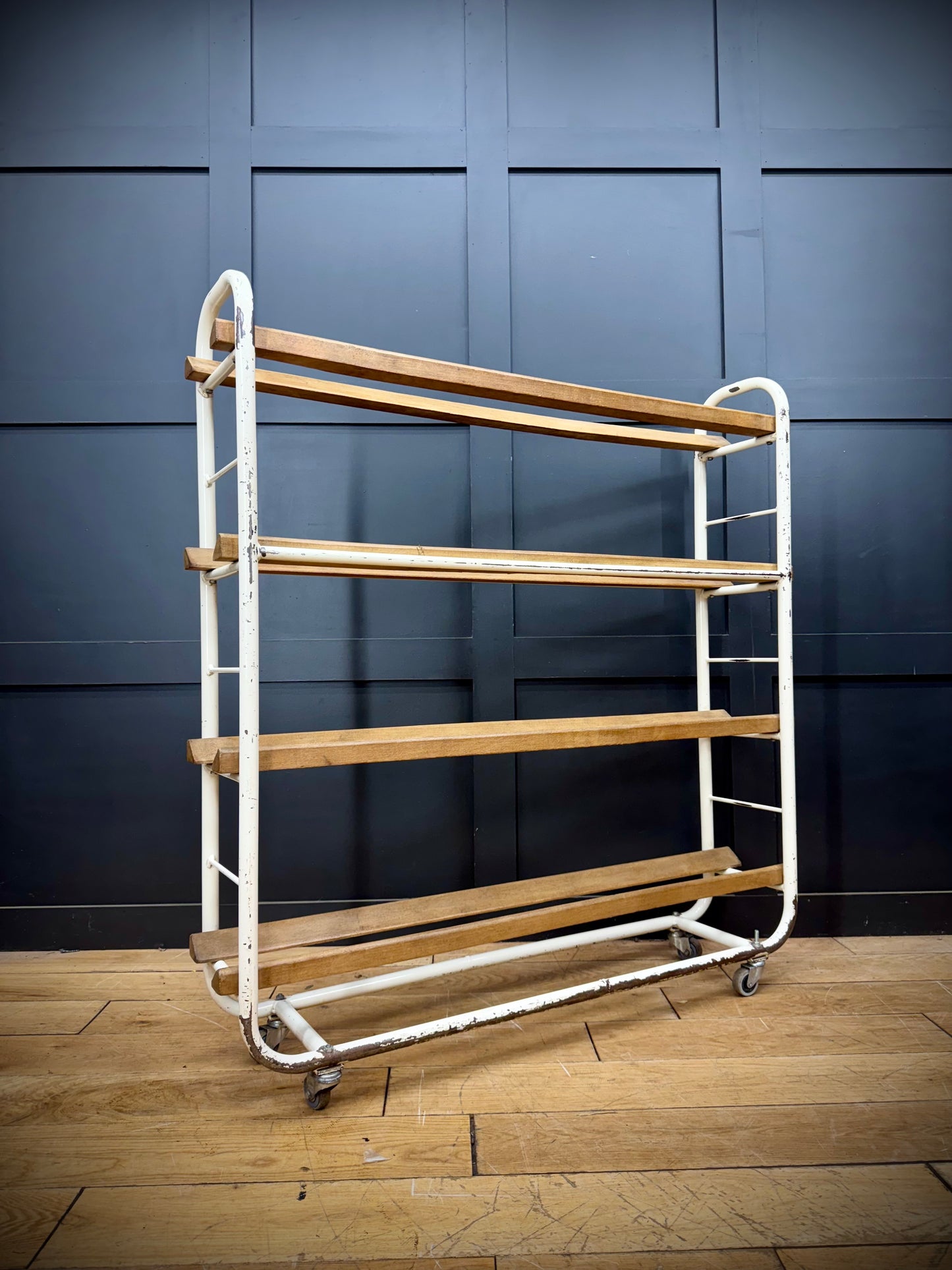 Vintage Industrial French Bakers Trolley Boulangerie Shoe Rack - Shop Display B