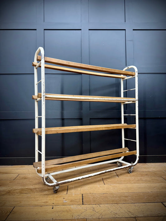 Vintage Industrial French Bakers Trolley Boulangerie Shoe Rack - Shop Display B