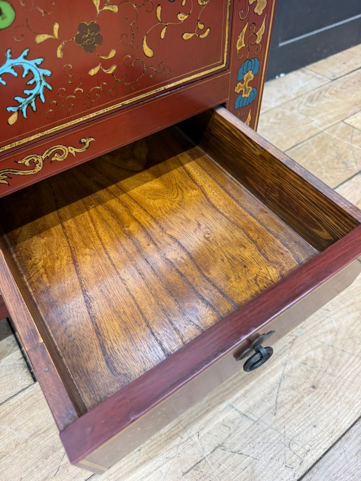 Red Lacquer Shanxi Butterfly Cabinet – Hand Painted Chinese Armoire Cupboard