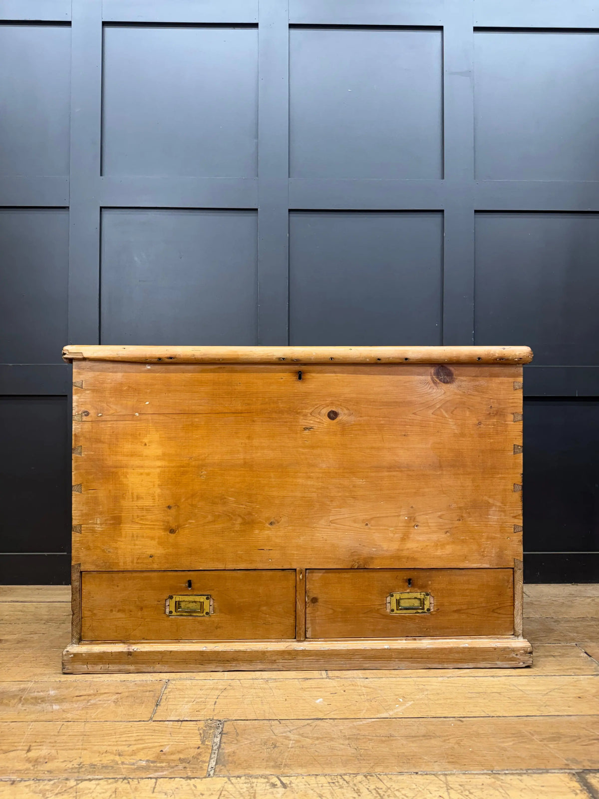 Antique Victorian Pine Mule Chest Blanket Box Storage Trunk Drawers TV Stand