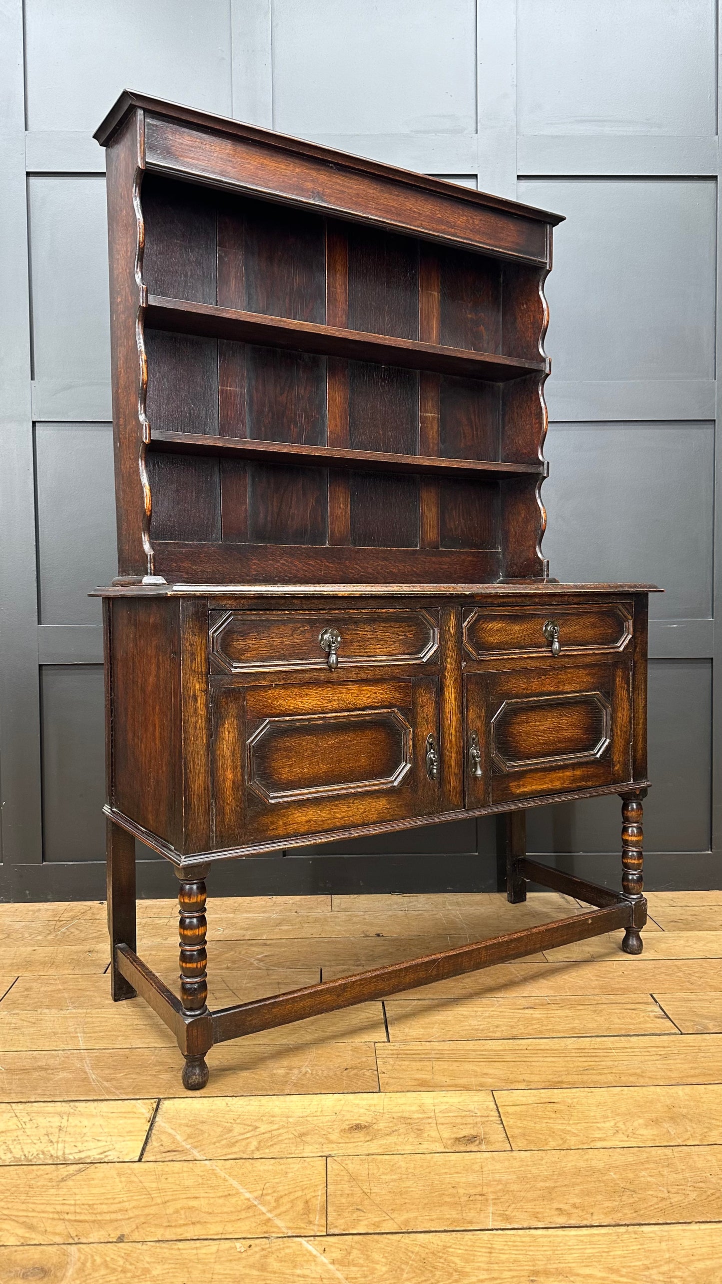 Antique Oak Welsh Dresser / Kitchen Dresser  / Oak Cupboard / Rustic Tudor Style