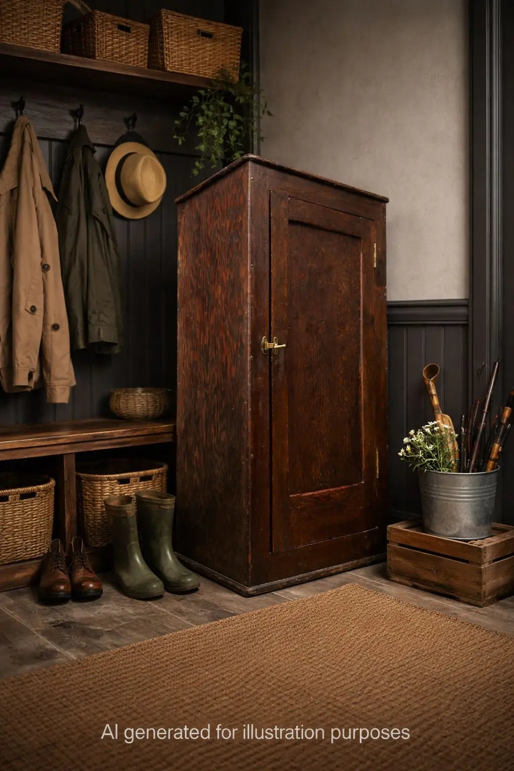 Antique Pitch Pine School Cupboard Single Door Storage Cabinet Shelves Rustic RUSTIC WAREHOUSE NORFOLK