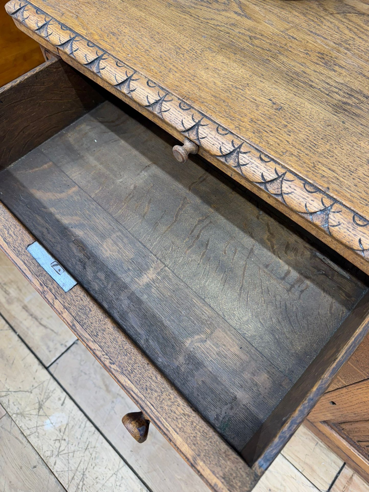 Antique Solid Oak Sideboard – Stripped Finish – Cupboard Drawers