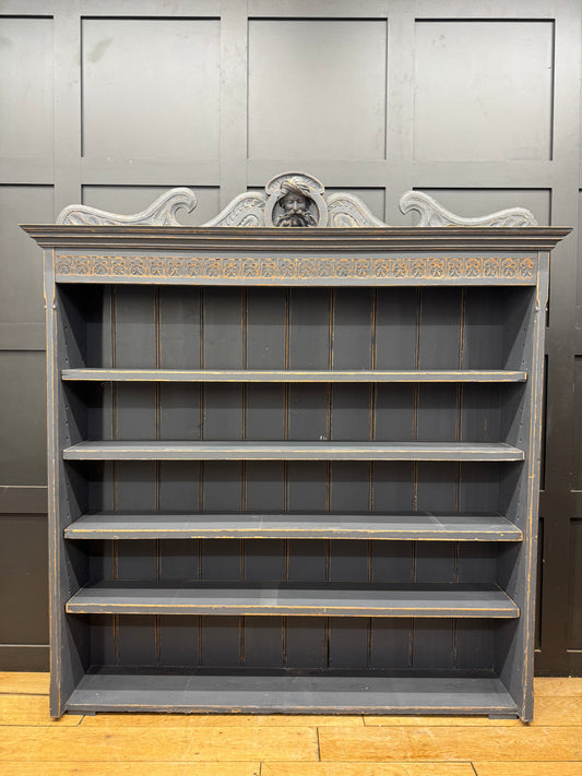 Victorian Blue Painted Open Bookcase Display Shelves Storage Cabinet