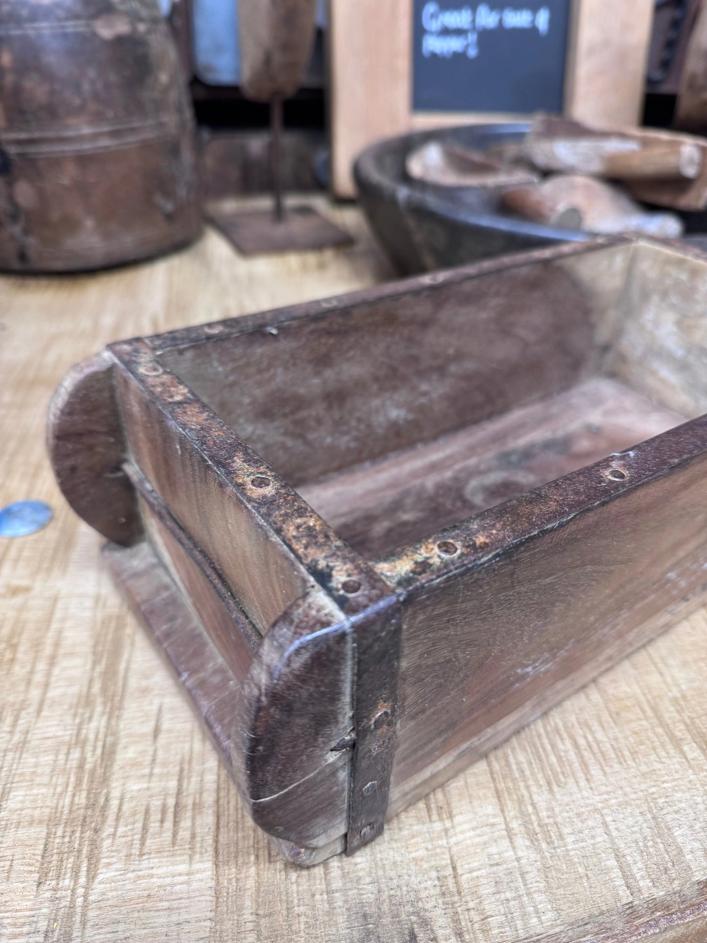 Vintage Wooden Brick Mould Planter Rustic Herb Tray Storage Box Indoor Outdoor RW NORFOLK