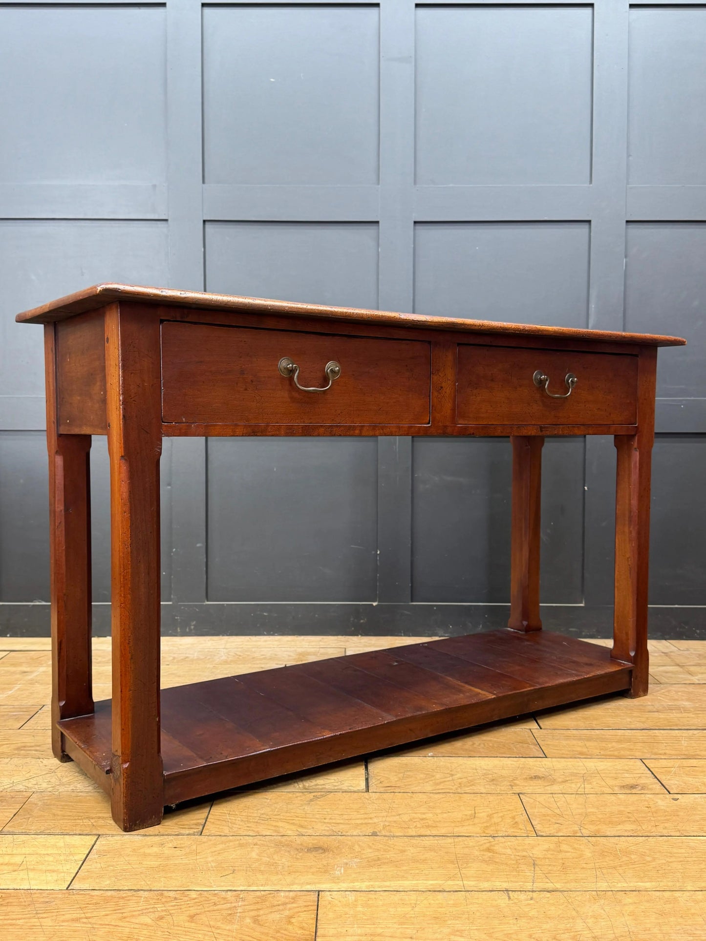 Antique Cherry Wood Dresser Base Console Sideboard Table 2 Drawer Pot Board RUSTIC WAREHOUSE NORFOLK