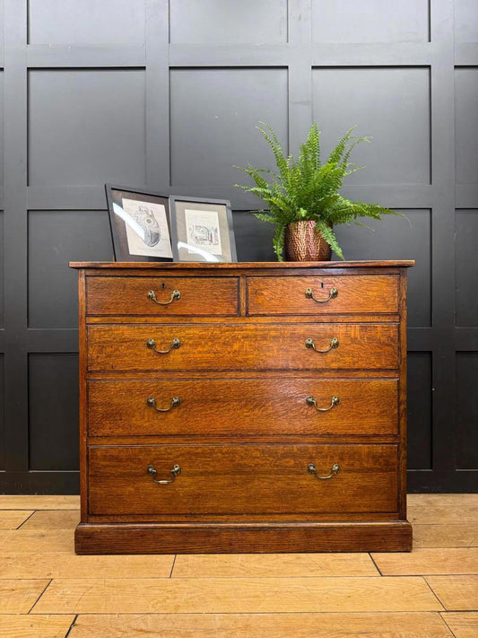 Waring & Gillows Solid Oak Chest of Drawers – Antique Bedroom Storage