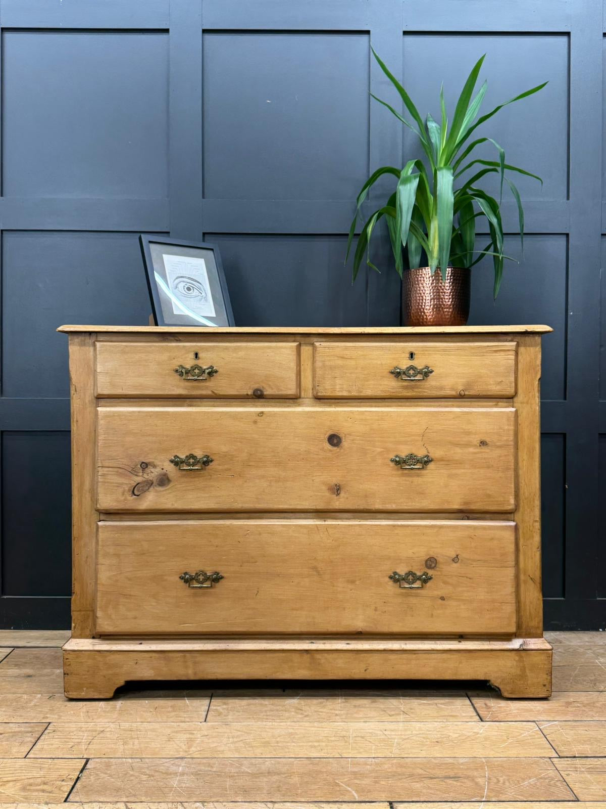 Late Victorian Rustic Pine Chest of Drawers | Antique Farmhouse Bedroom Storage