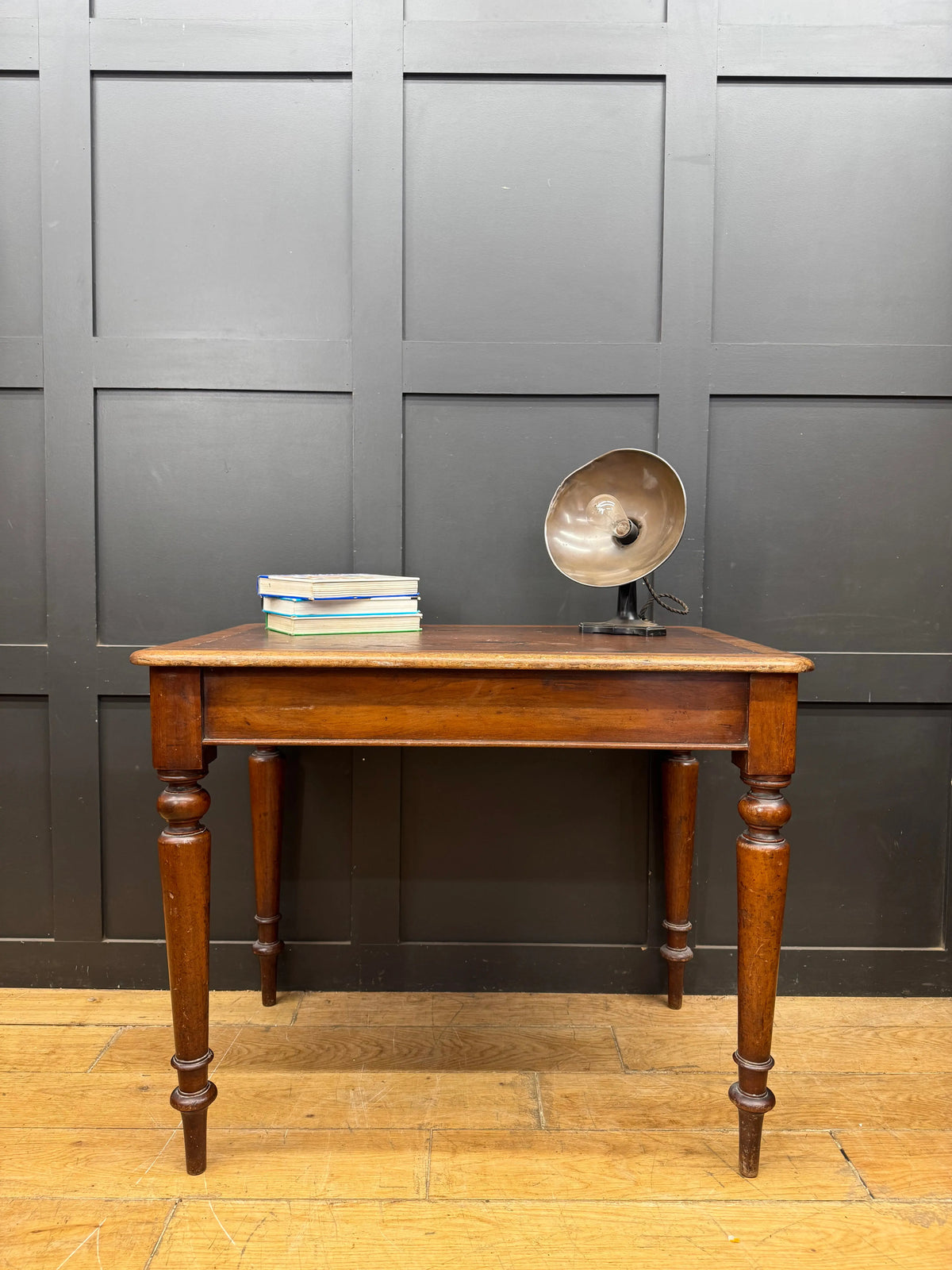 Antique Victorian Mahogany Writing Desk Console Side Hall Table Rexine Top