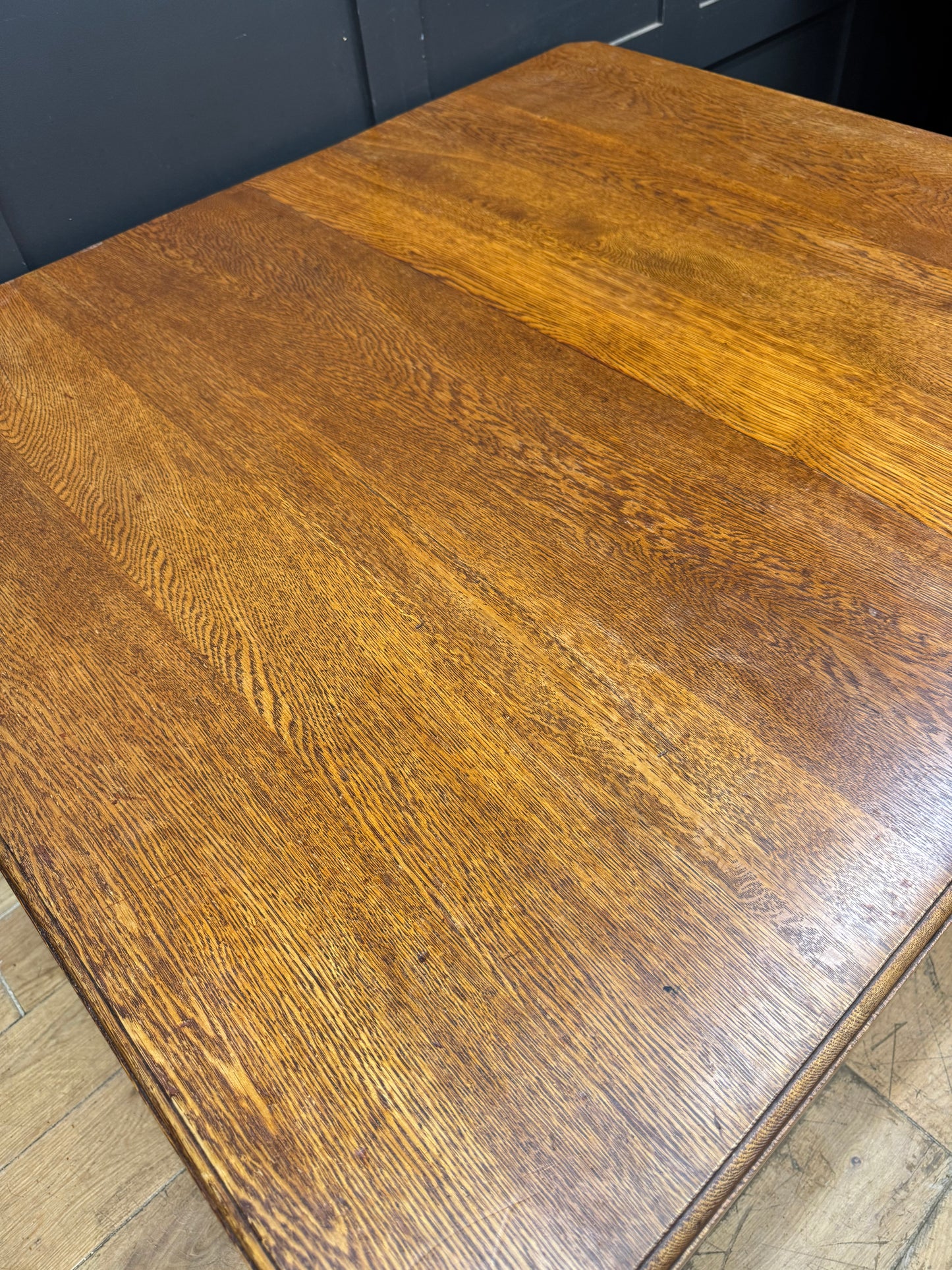 Antique Edwardian Oak Wind Out Extending Dining Kitchen Table