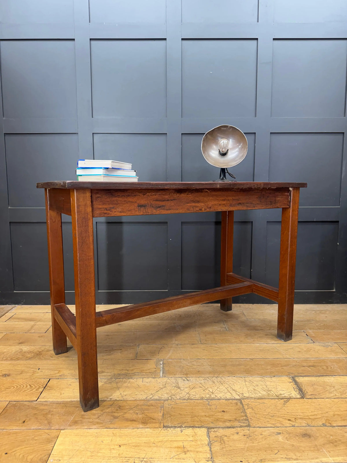 Vintage School Lab Bench Iroko Top Beech Frame Kitchen Island Prep Table Desk